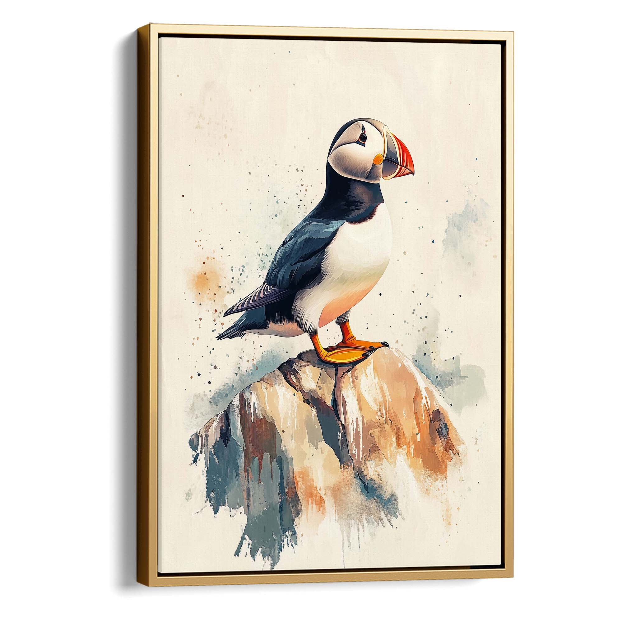 Puffin on Rock No1 Canvas Print