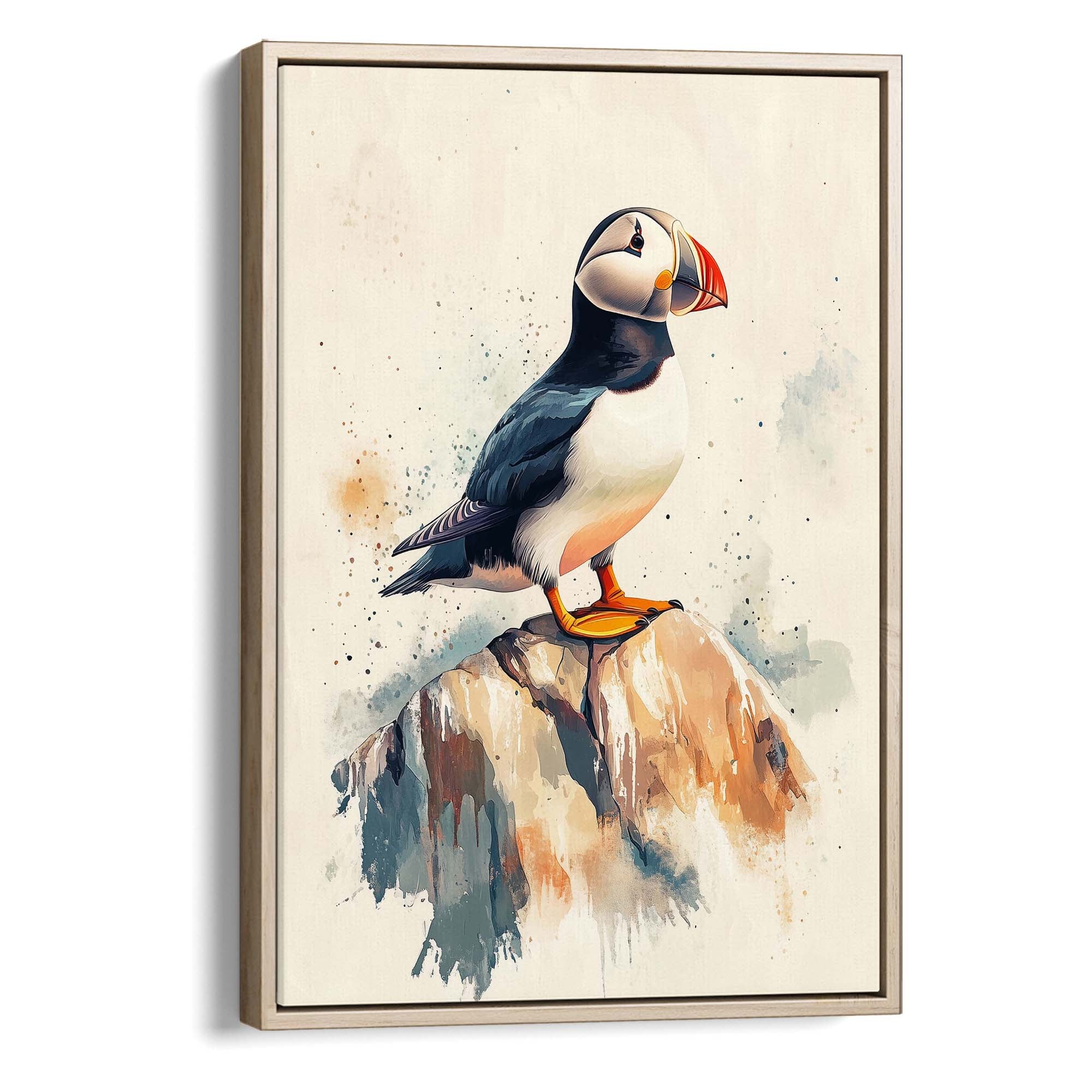 Puffin on Rock No1 Canvas Print