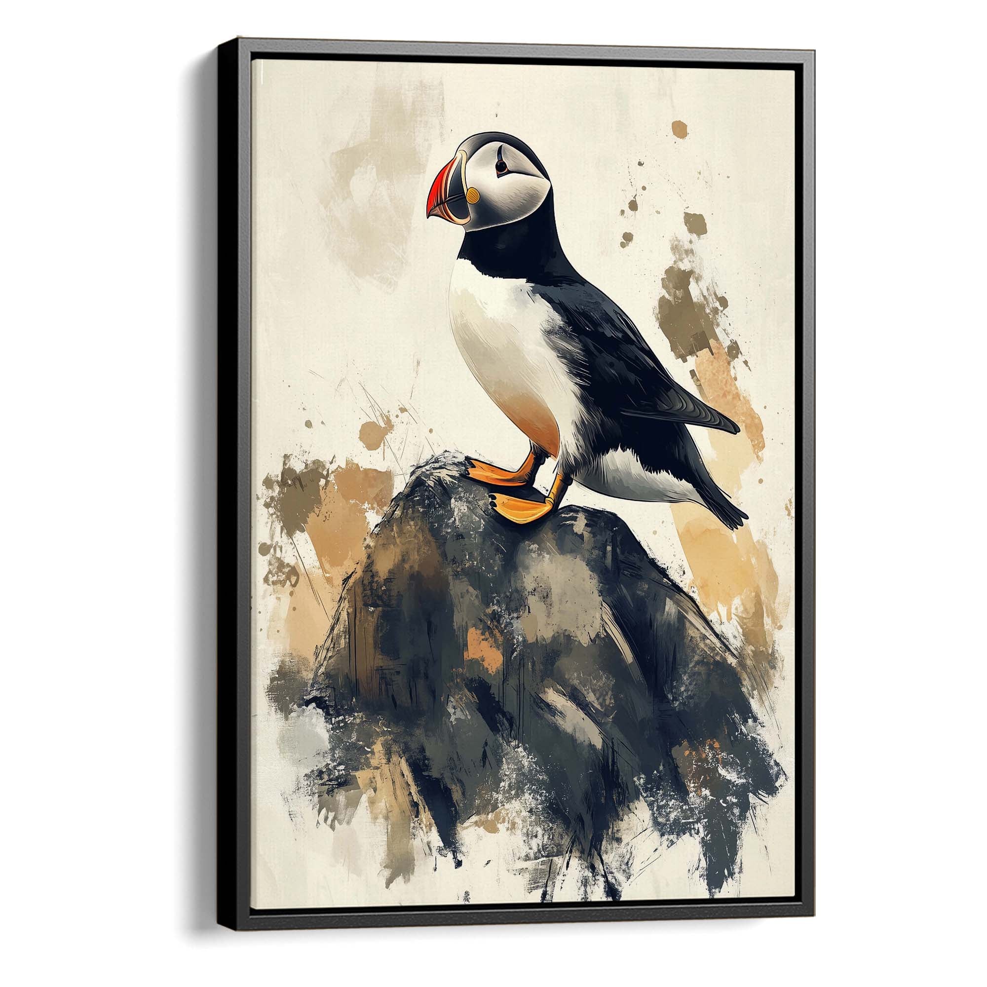 Puffin on Rock No2 Canvas Print