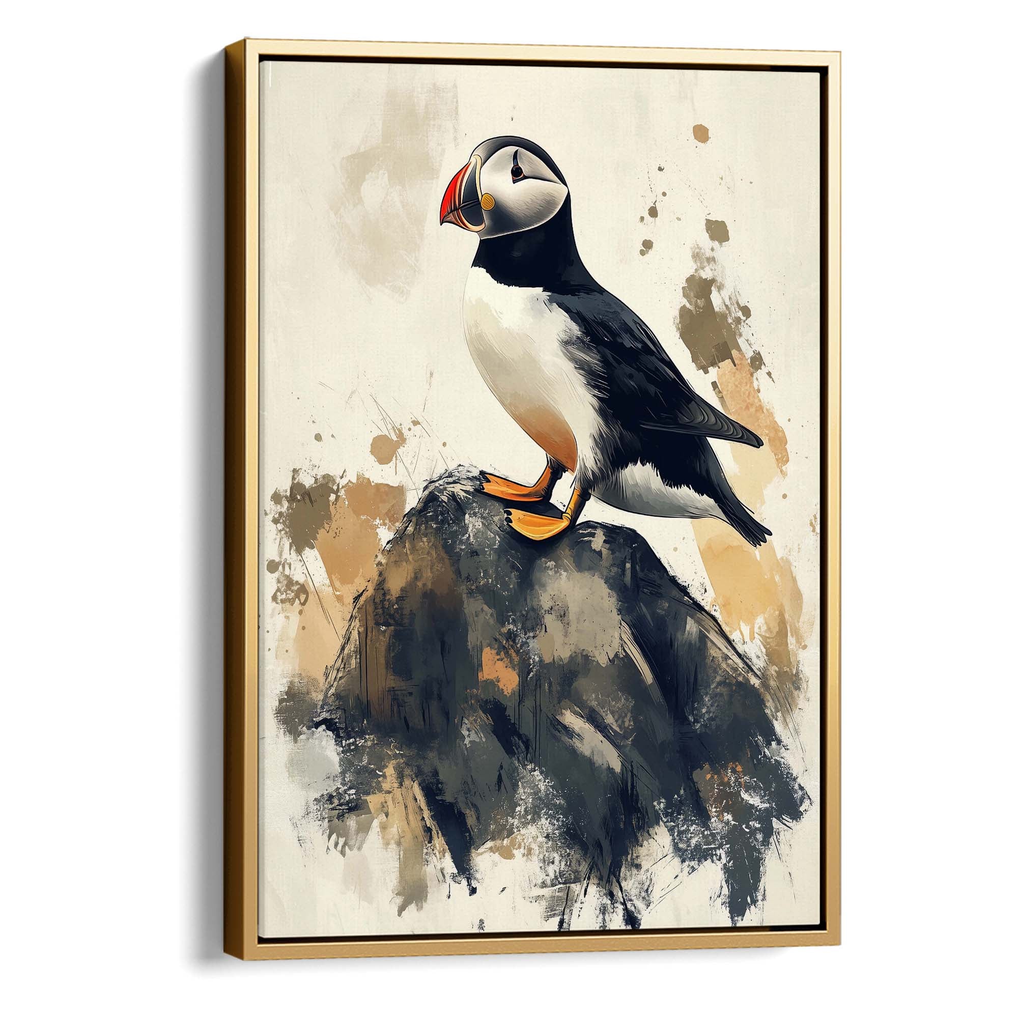 Puffin on Rock No2 Canvas Print