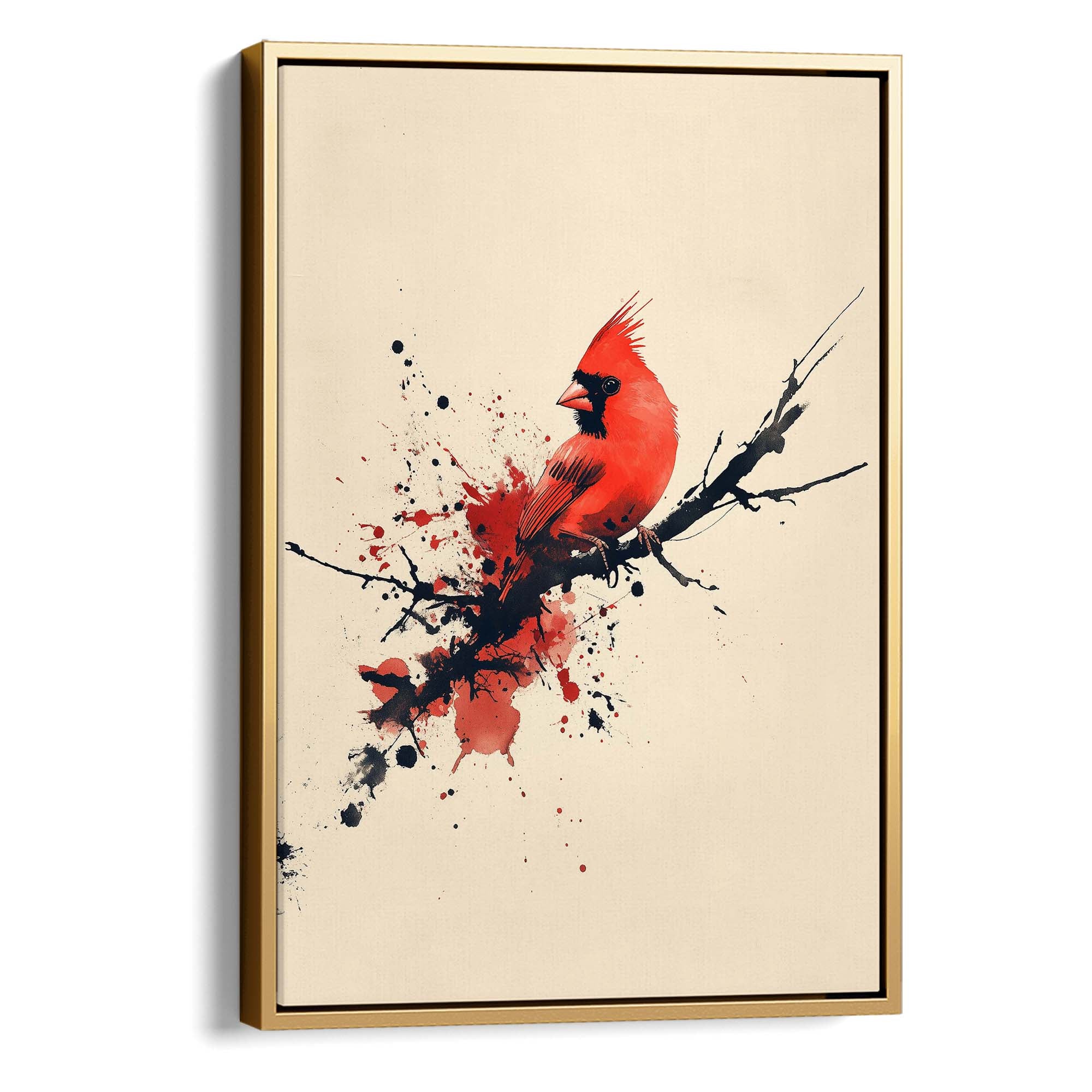 Red Cardinal Inkburst Canvas Print Canvas Art Wildfrog Art