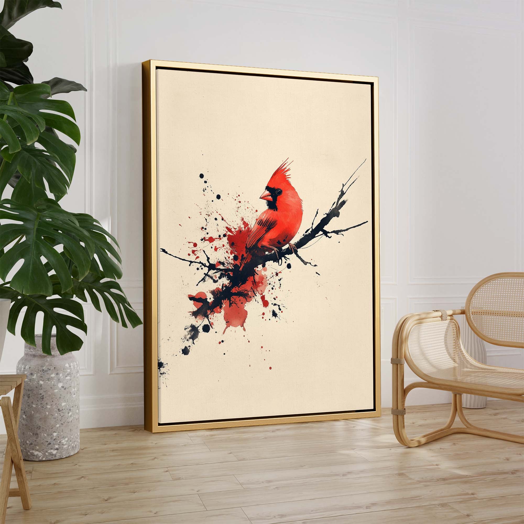 Red Cardinal Inkburst Canvas Print Canvas Art Wildfrog Art