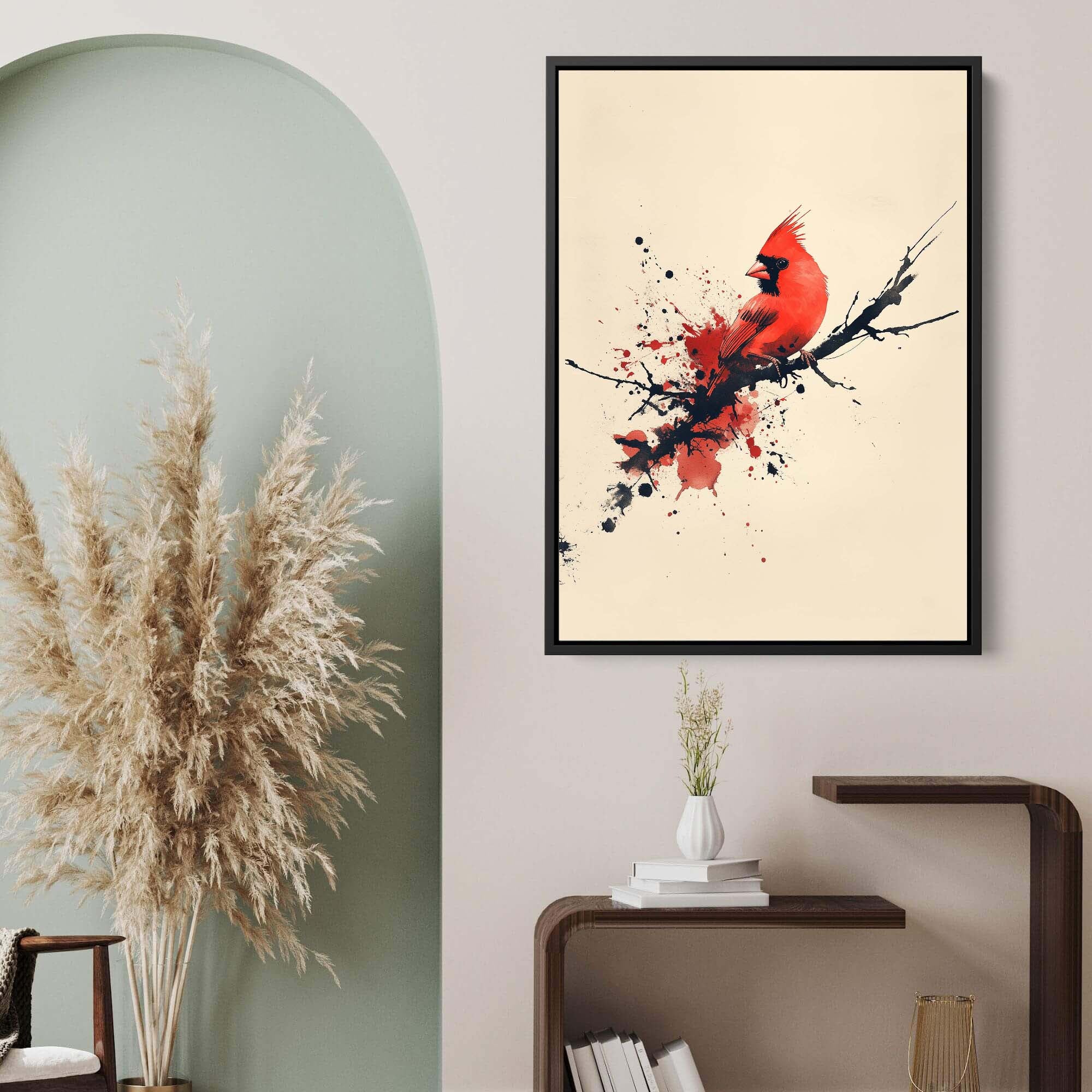 Red Cardinal Inkburst Canvas Print Canvas Art Wildfrog Art
