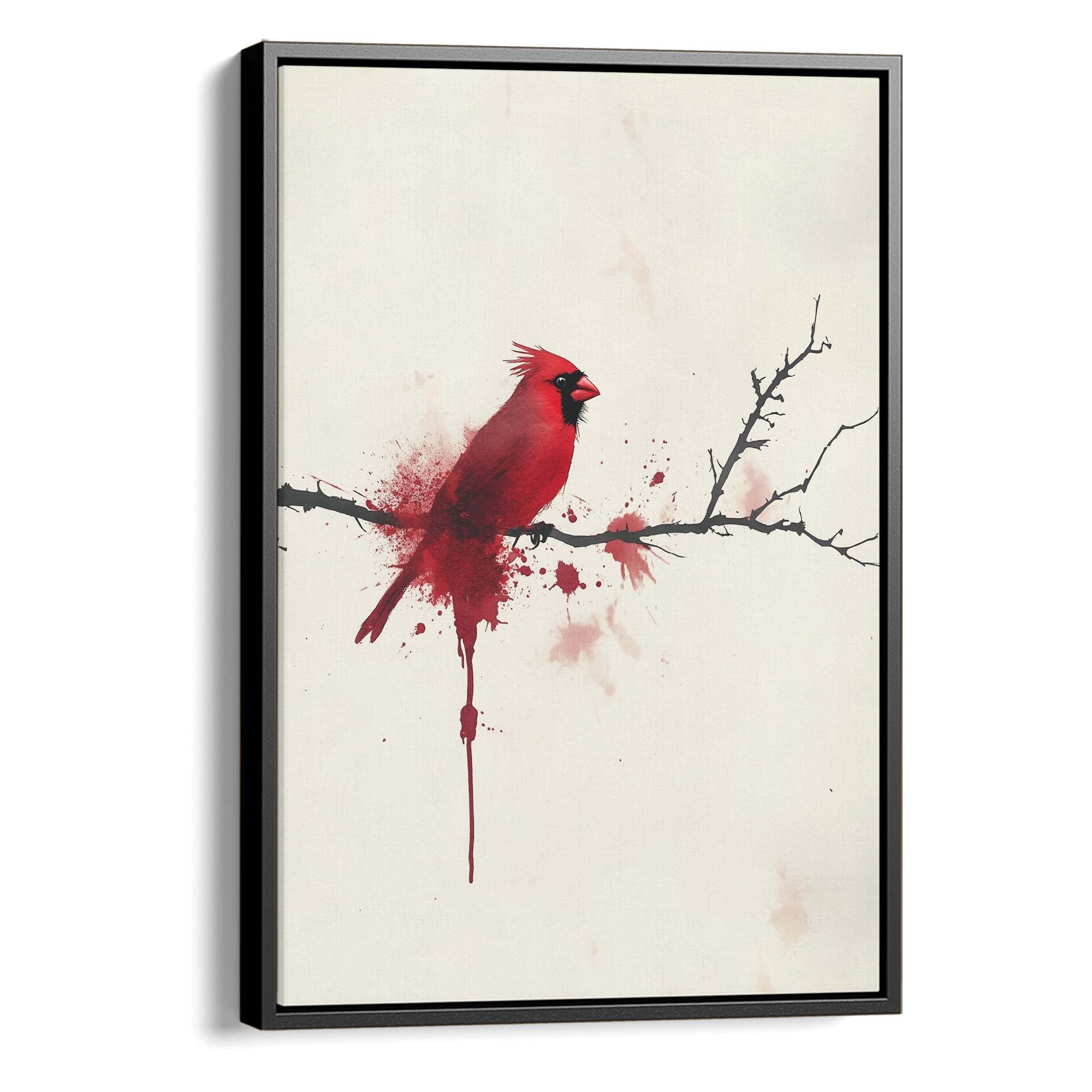 Red Cardinal Inkdrip Canvas Print Canvas Art Wildfrog Art