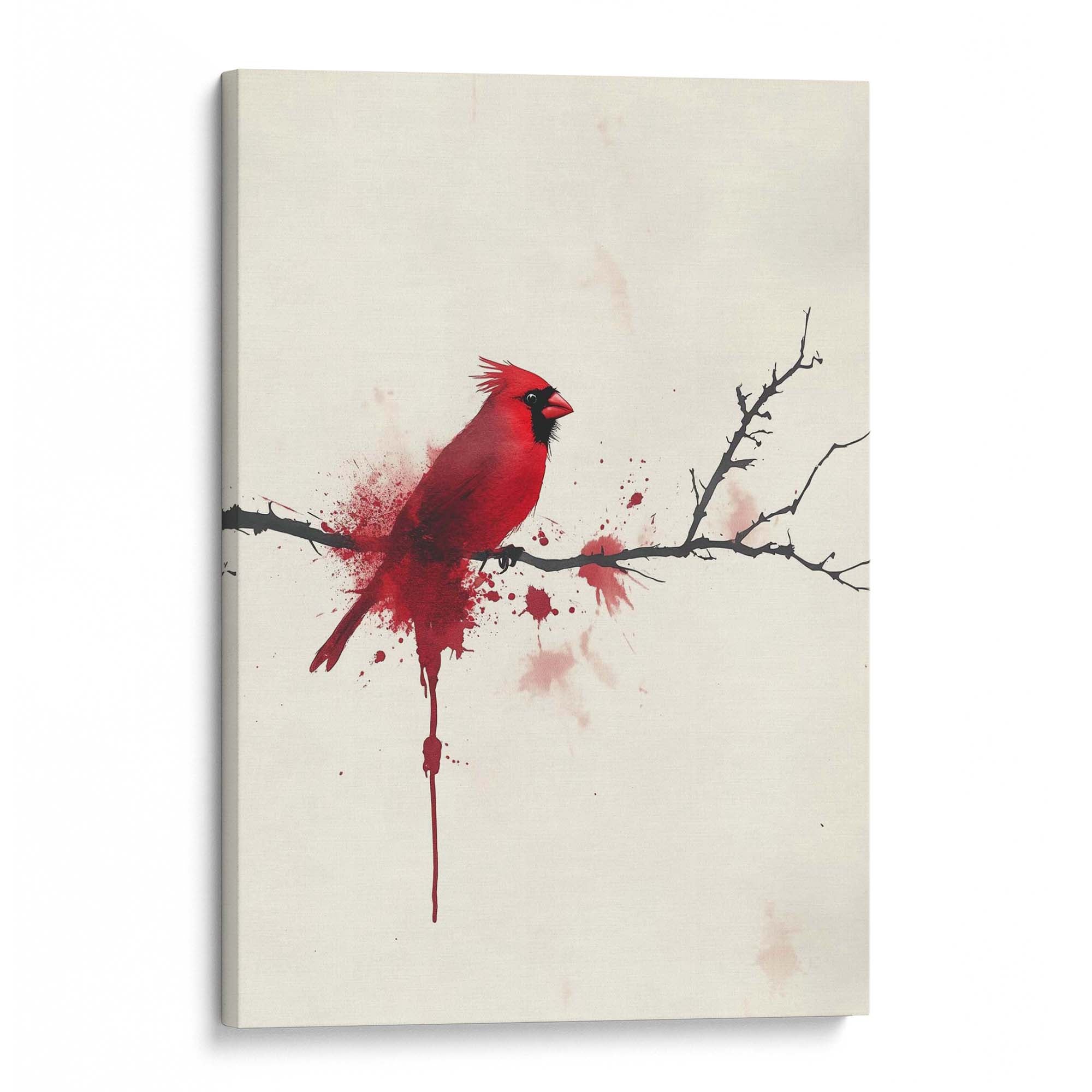 Red Cardinal Inkdrip Canvas Print Canvas Art Wildfrog Art