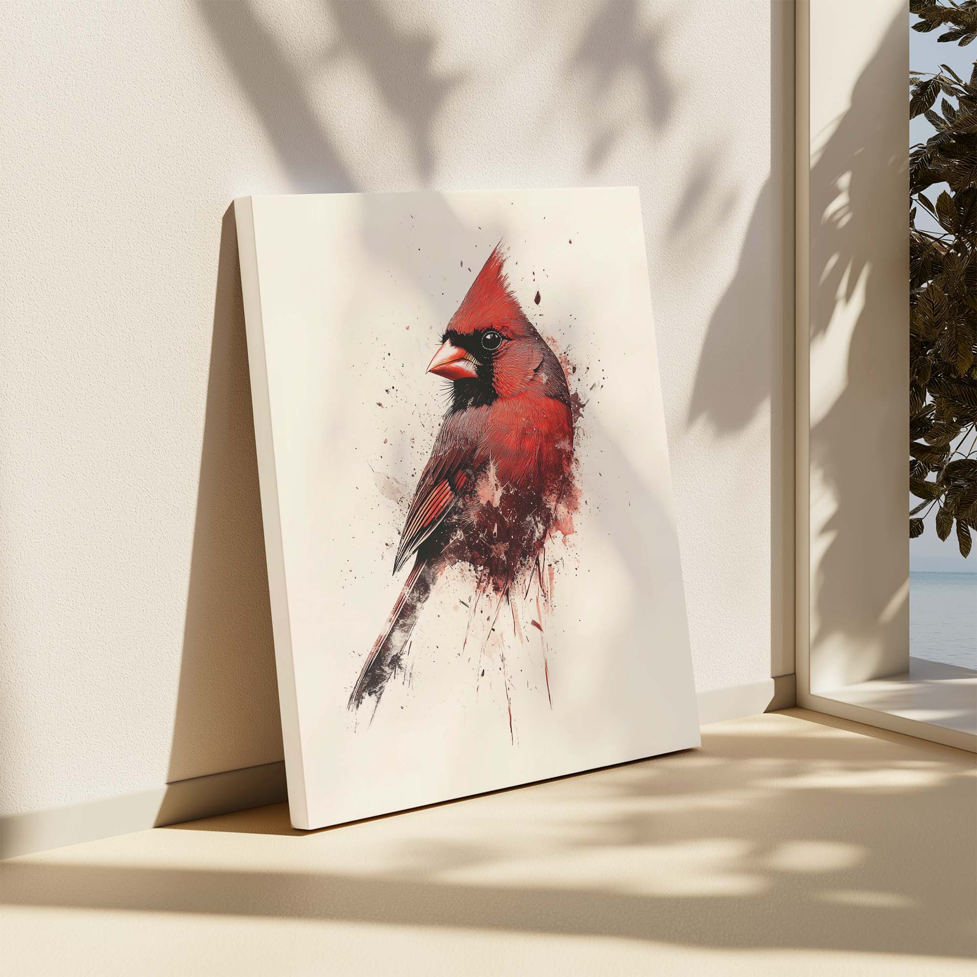 Red Cardinal Splash No3 Canvas Print