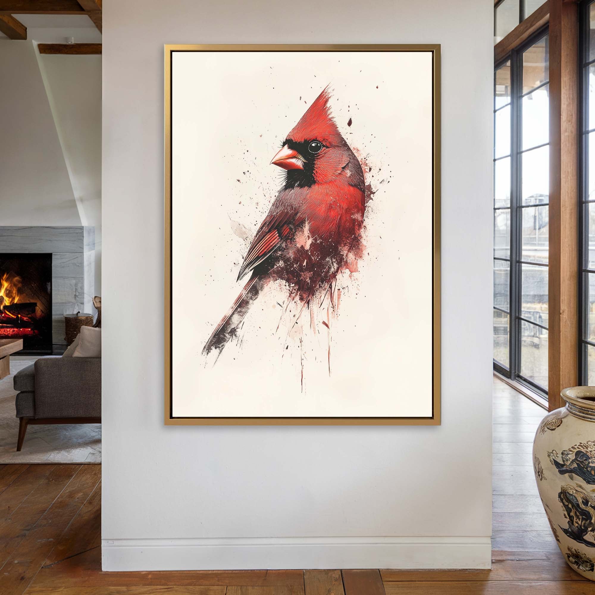 Red Cardinal Splash No3 Canvas Print