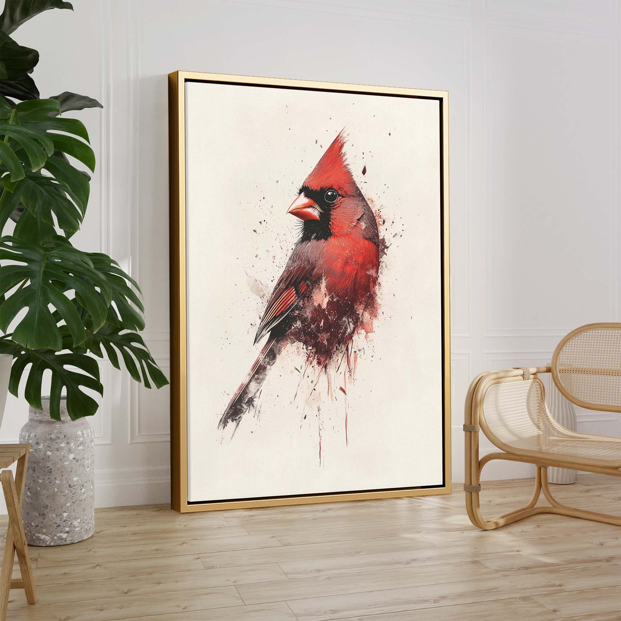 Red Cardinal Splash No3 Canvas Print