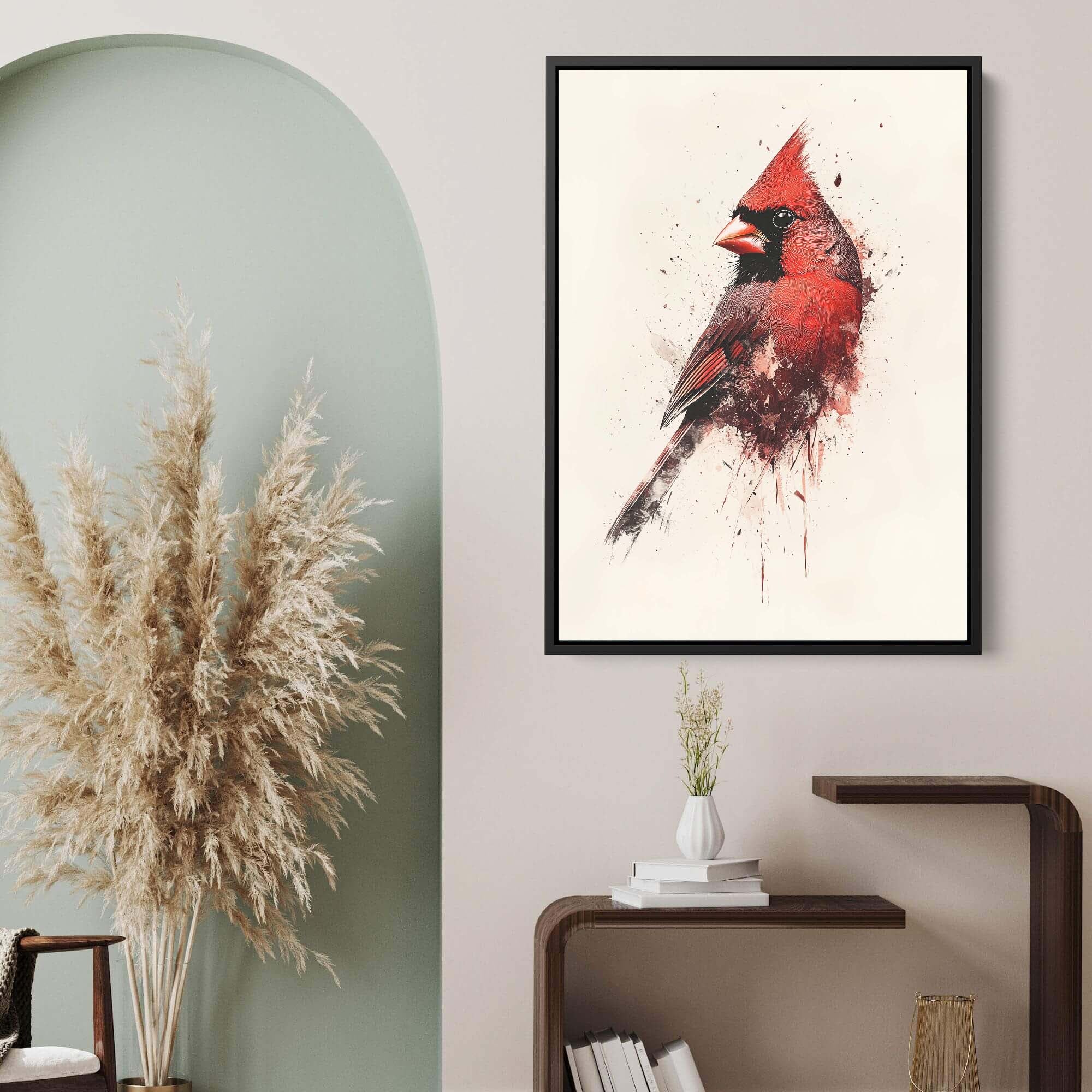 Red Cardinal Splash No3 Canvas Print
