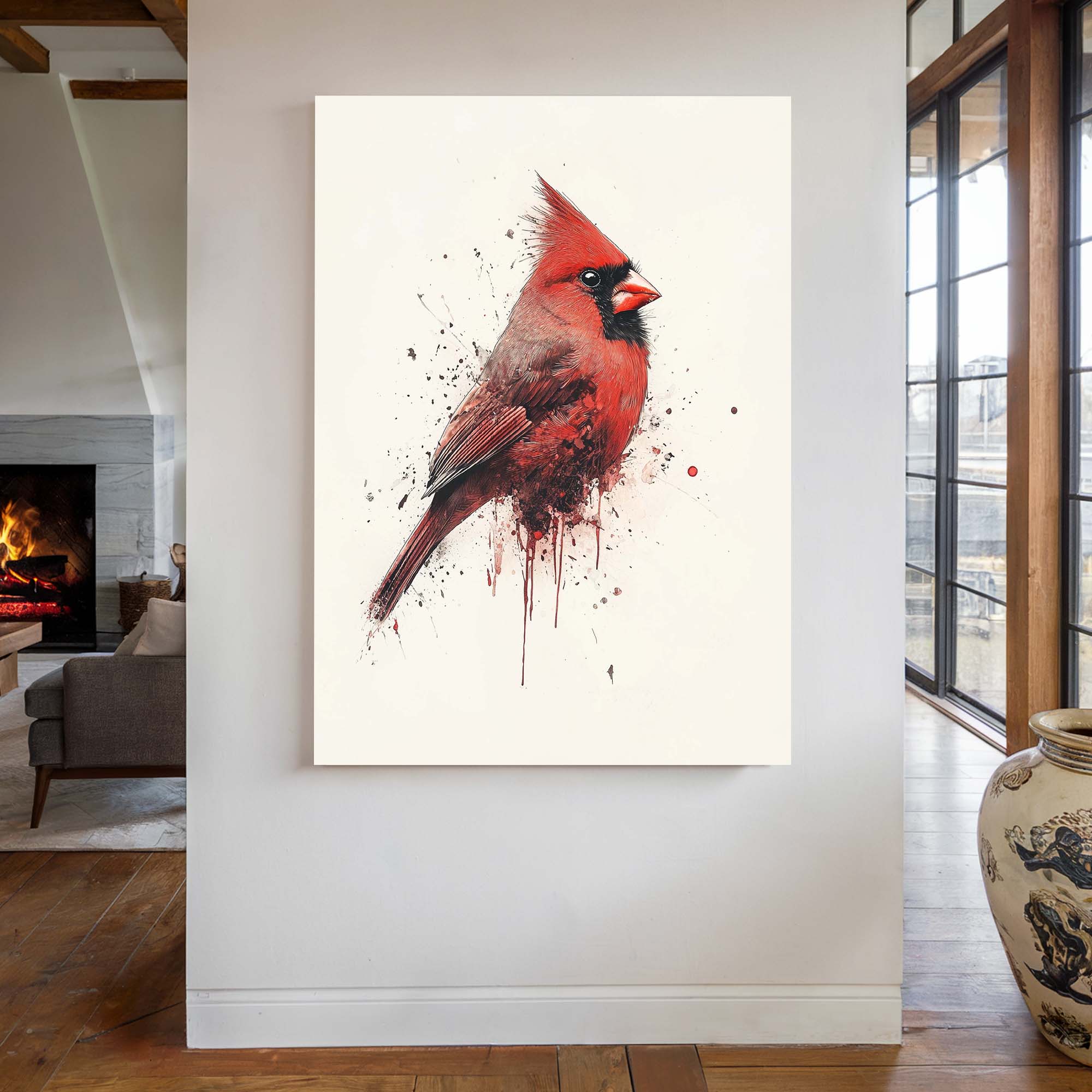 Red Cardinal Splash No2 Canvas Print Canvas Art Wildfrog Art