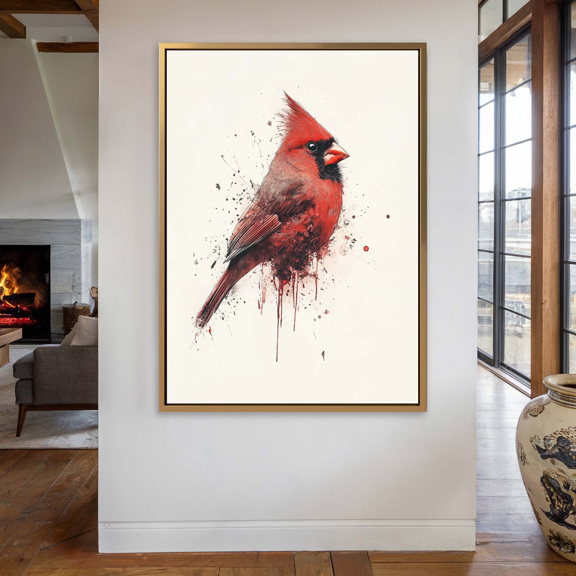Red Cardinal Splash No2 Canvas Print Canvas Art Wildfrog Art