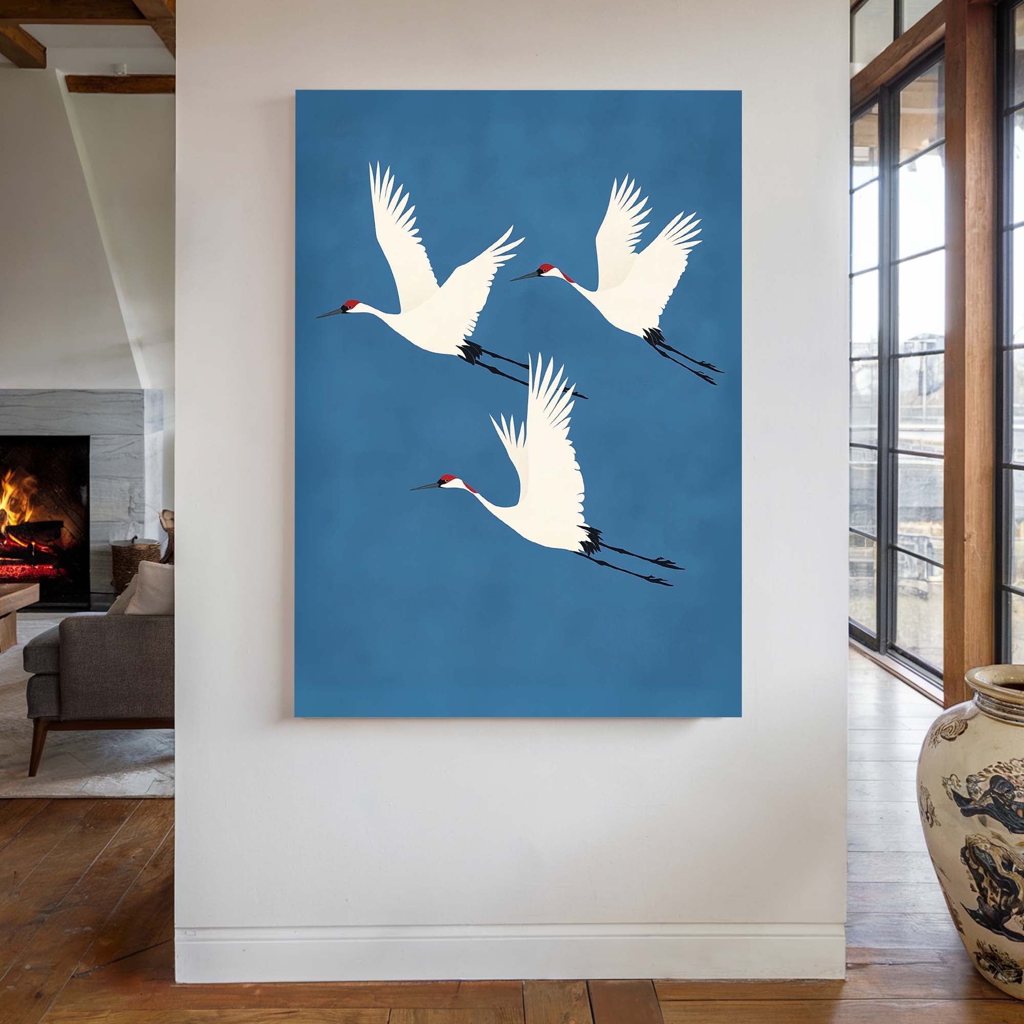 Red Crested Cranes No3 Canvas Print