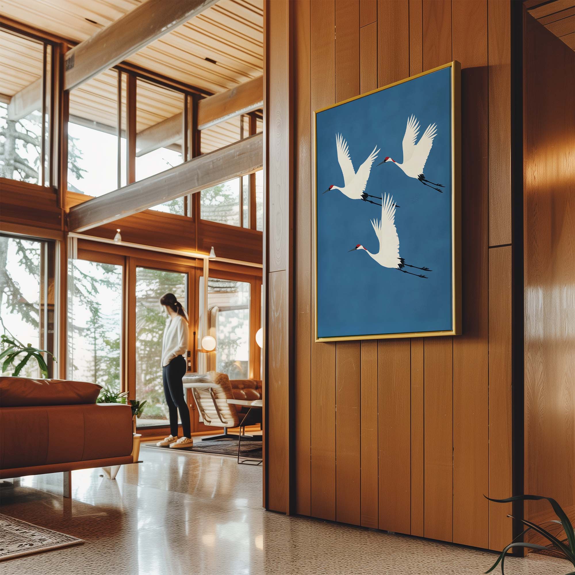 Red Crested Cranes No3 Canvas Print