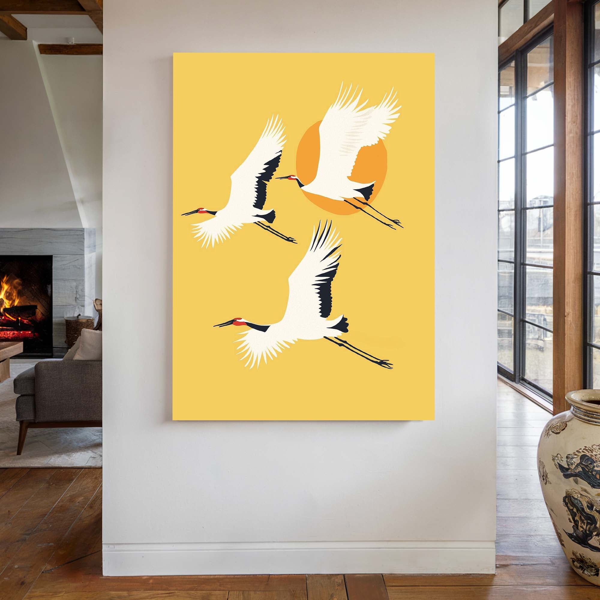 Red Crested Cranes Canvas Print