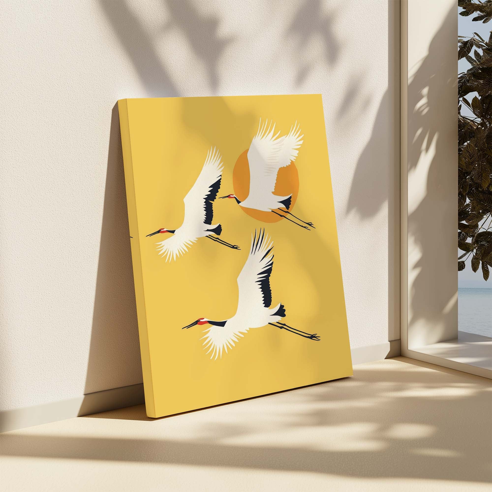 Red Crested Cranes Canvas Print