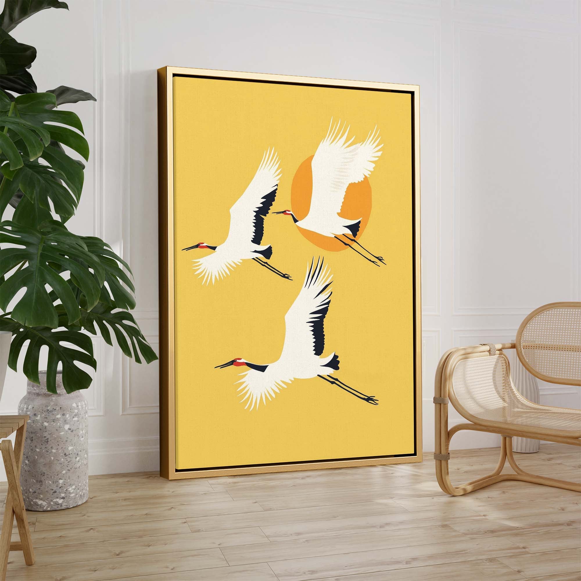 Red Crested Cranes Canvas Print