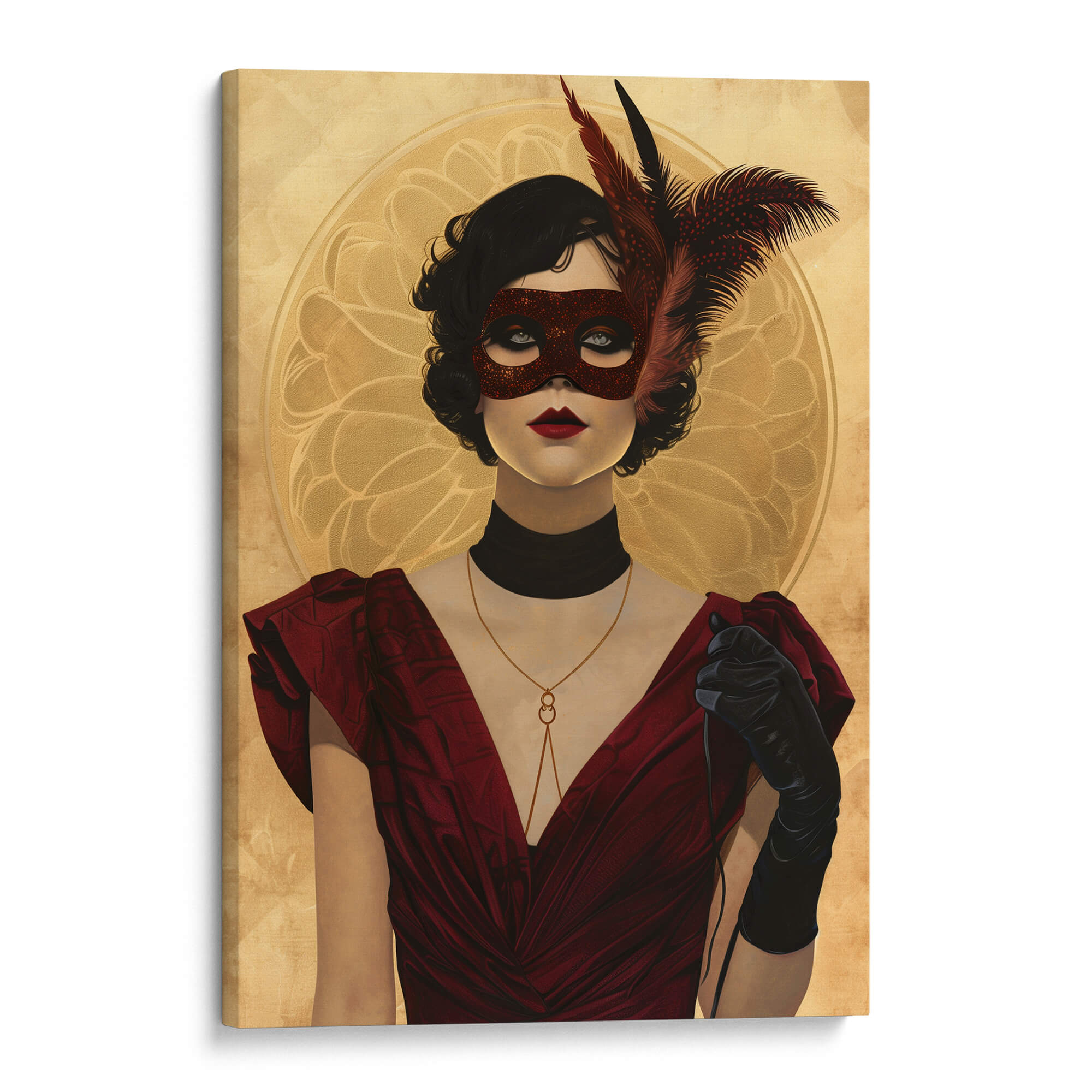 Lady in the Feather Mask Canvas Print