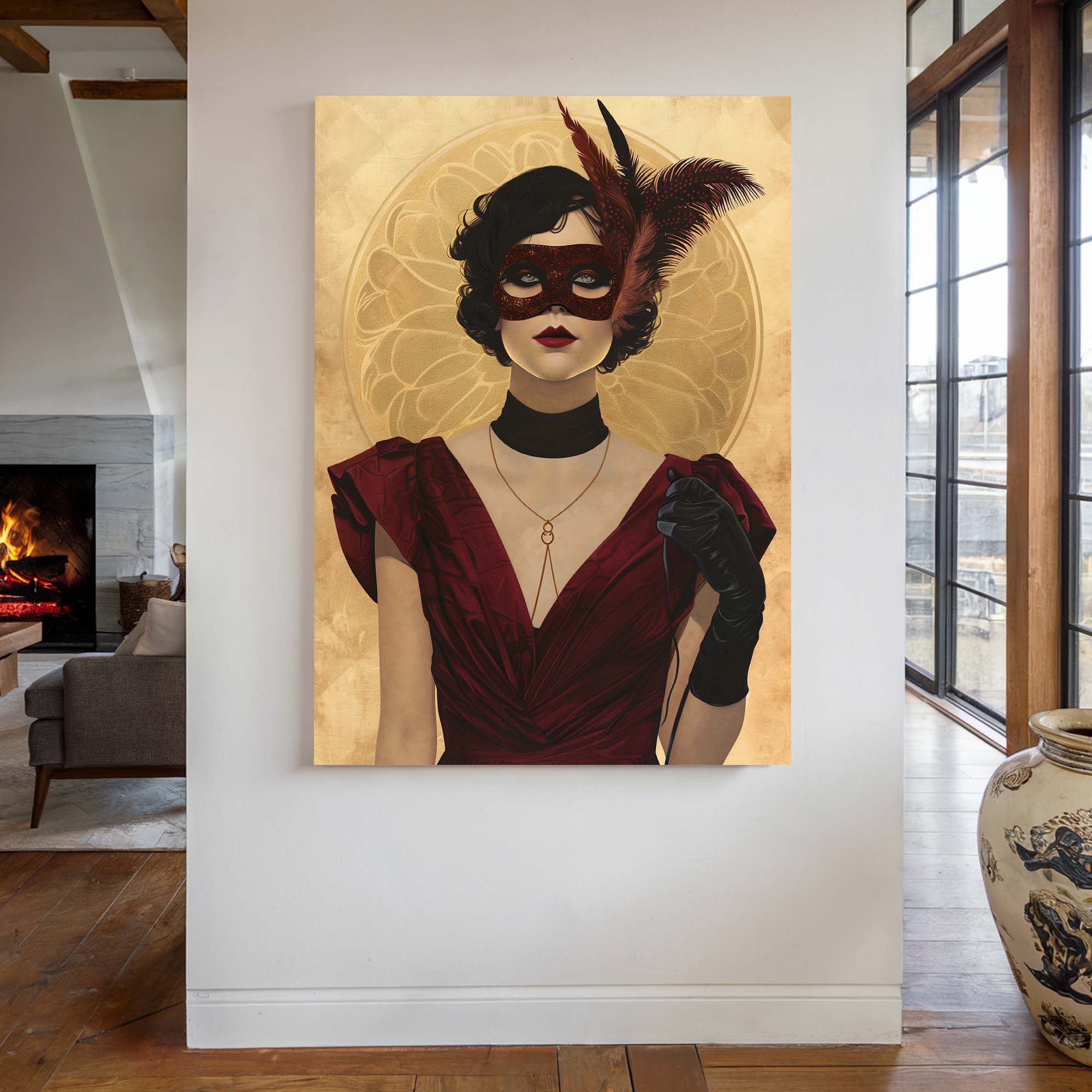 Lady in the Feather Mask Canvas Print