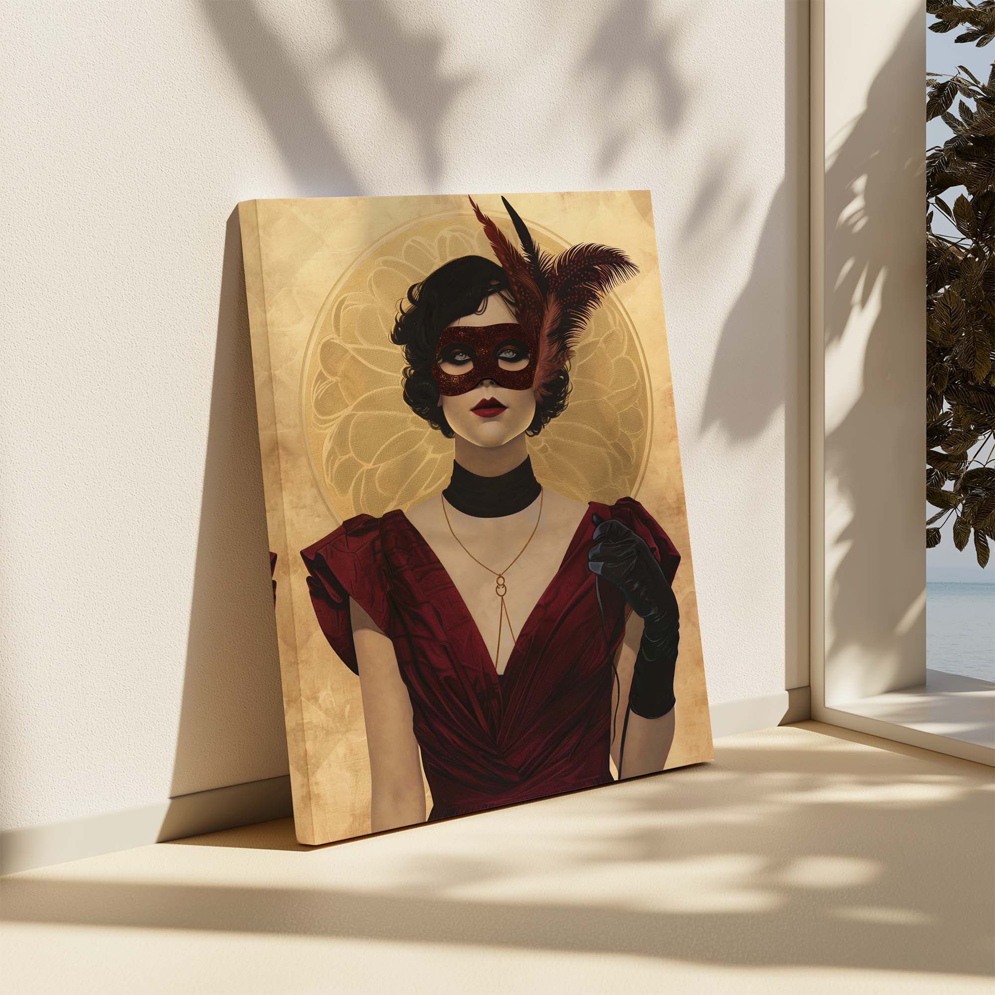 Lady in the Feather Mask Canvas Print