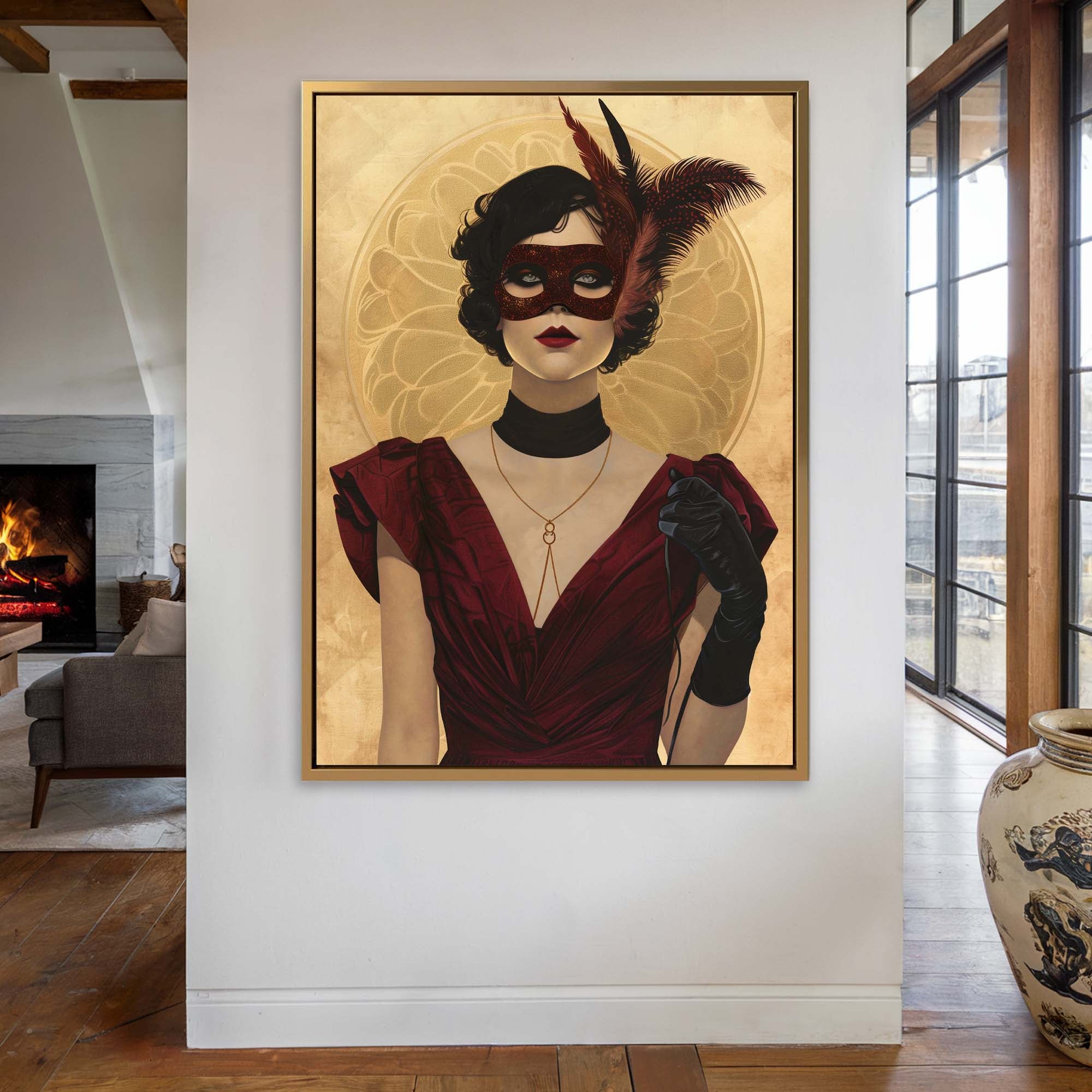 Lady in the Feather Mask Canvas Print