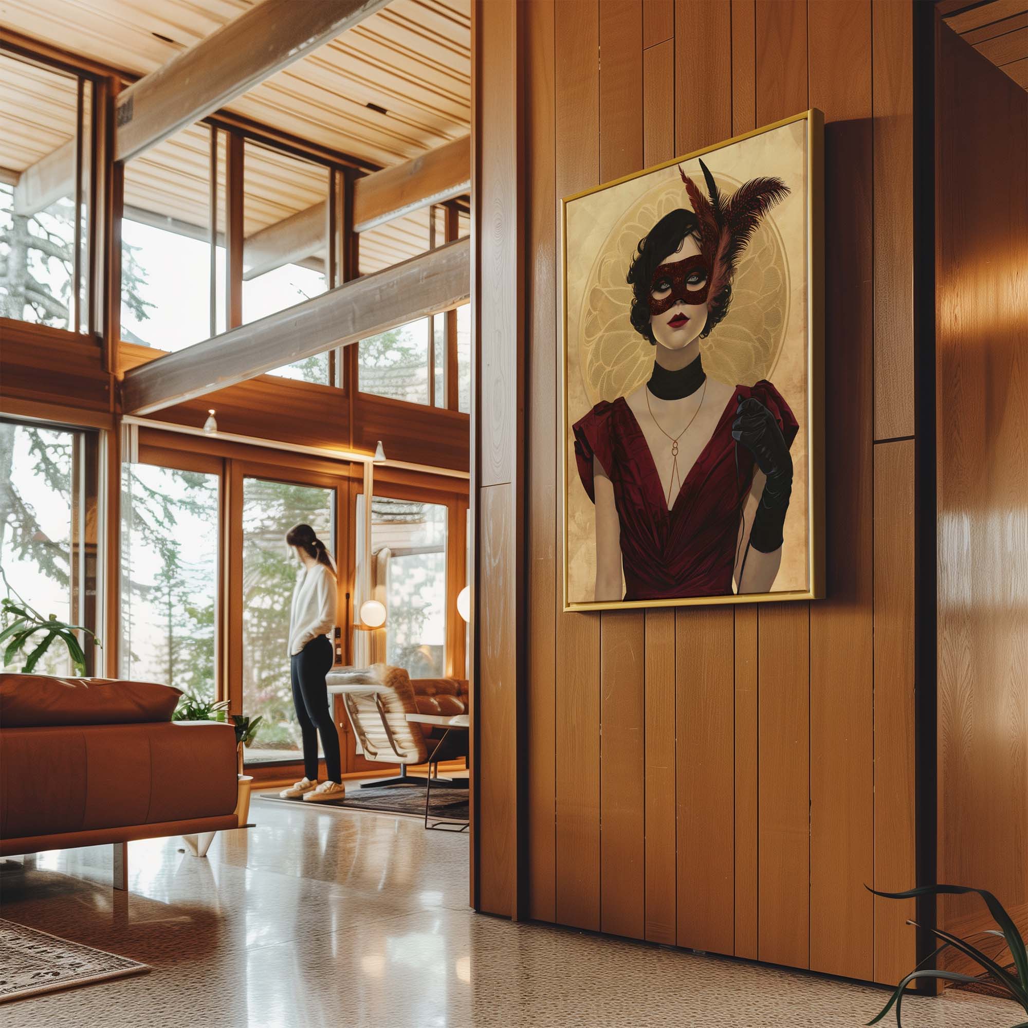 Lady in the Feather Mask Canvas Print