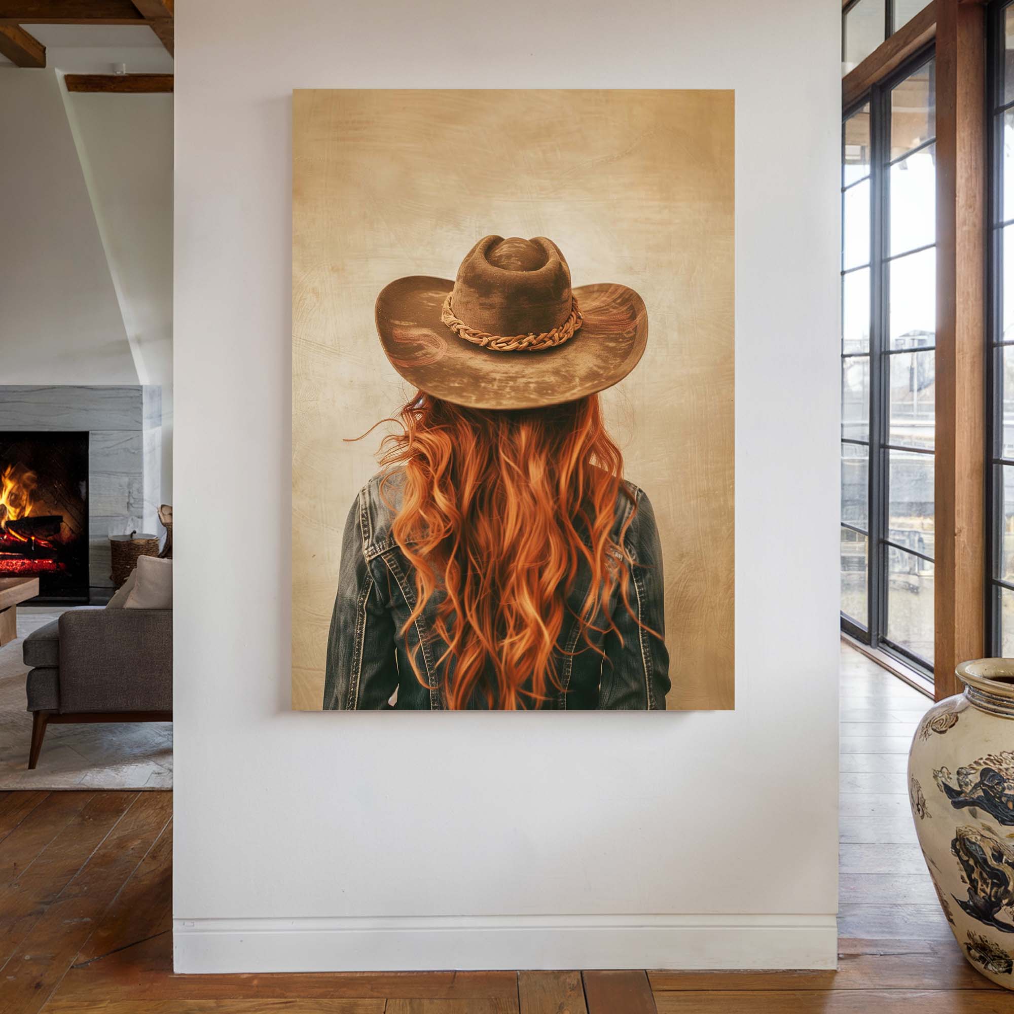 Red Hair Cowgirl No1 Canvas Print