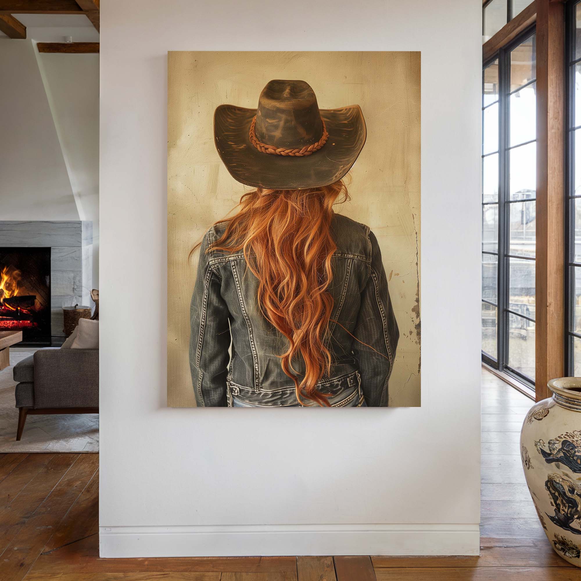 Red Hair Cowgirl No2 Canvas Print
