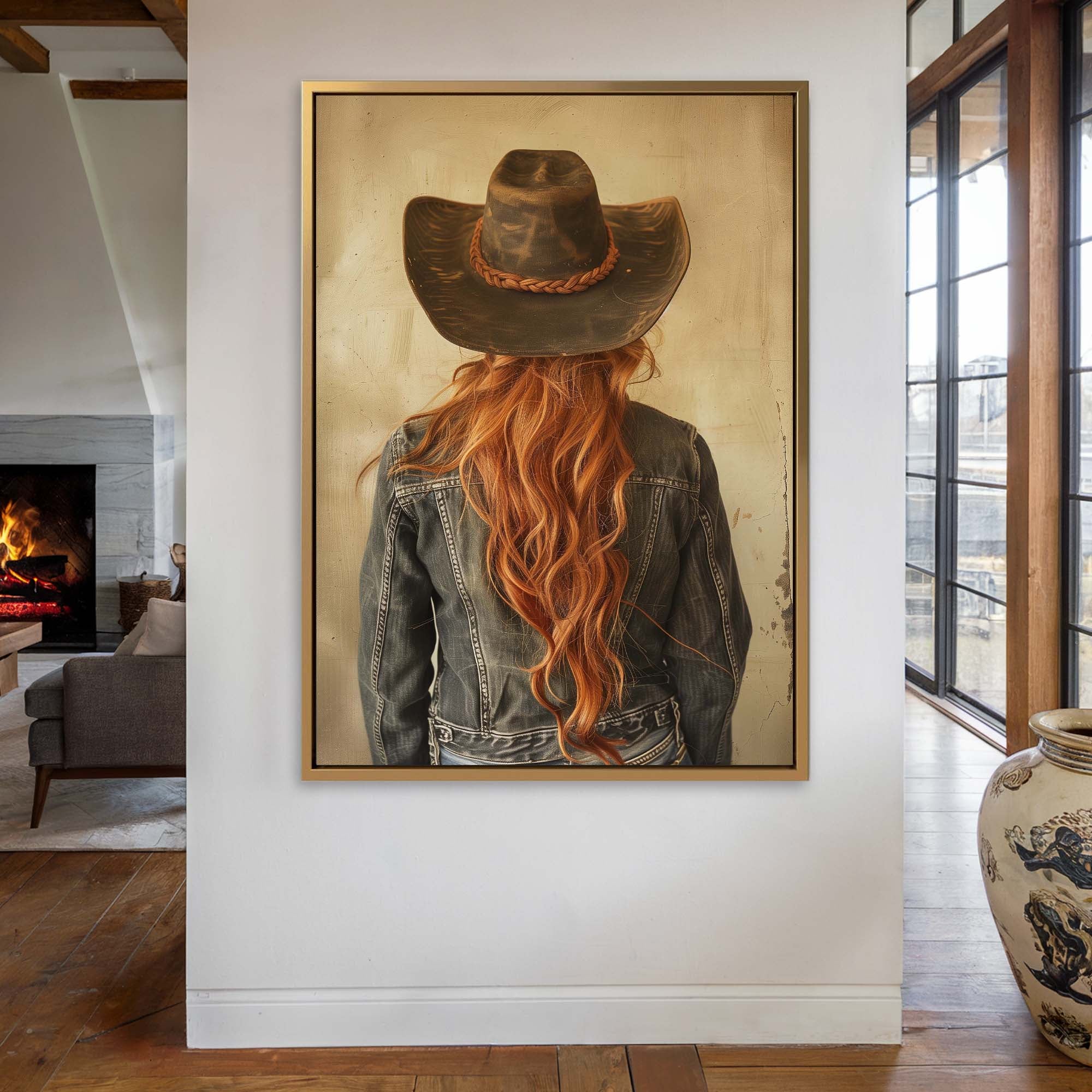 Red Hair Cowgirl No2 Canvas Print
