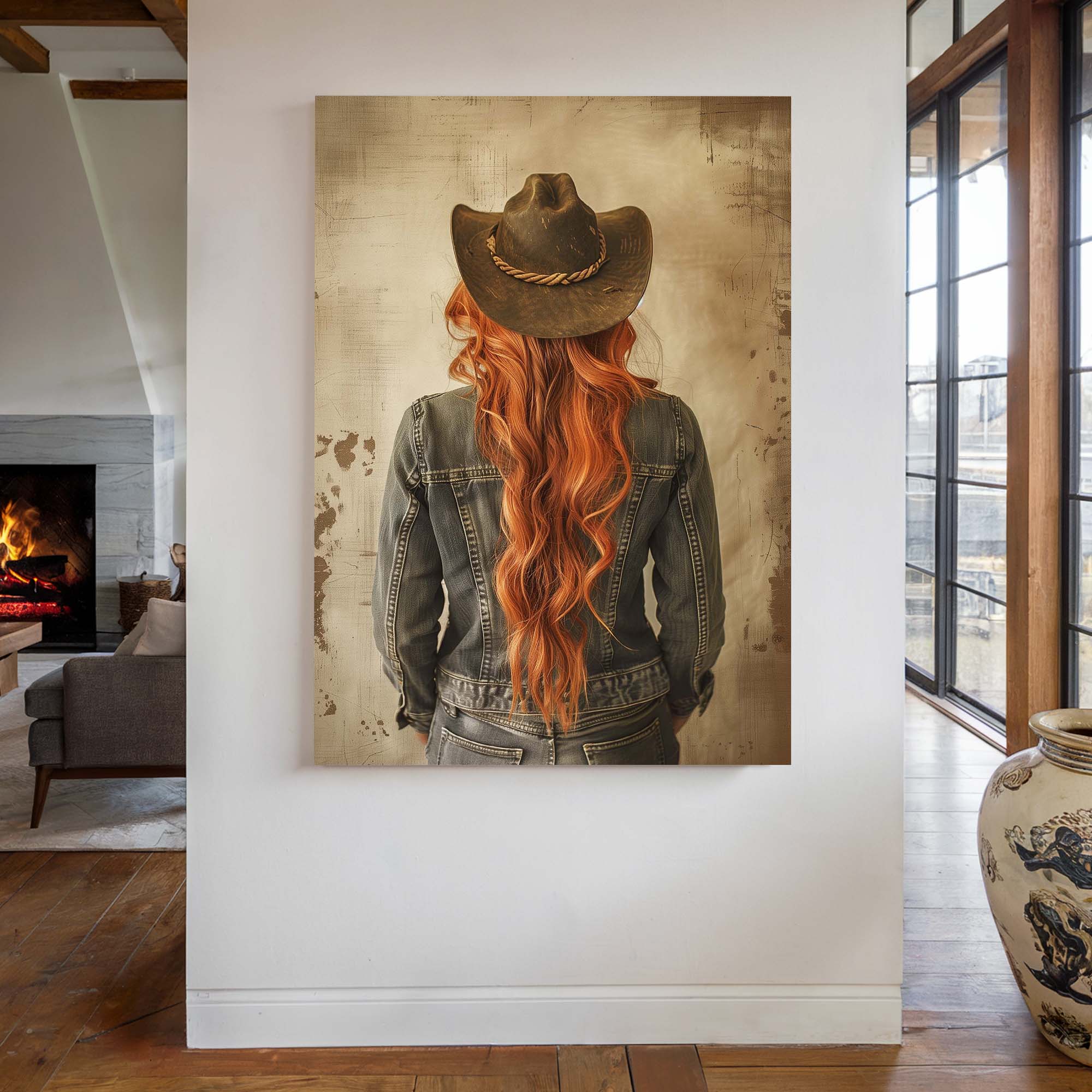 Red Hair Cowgirl No3 Canvas Print