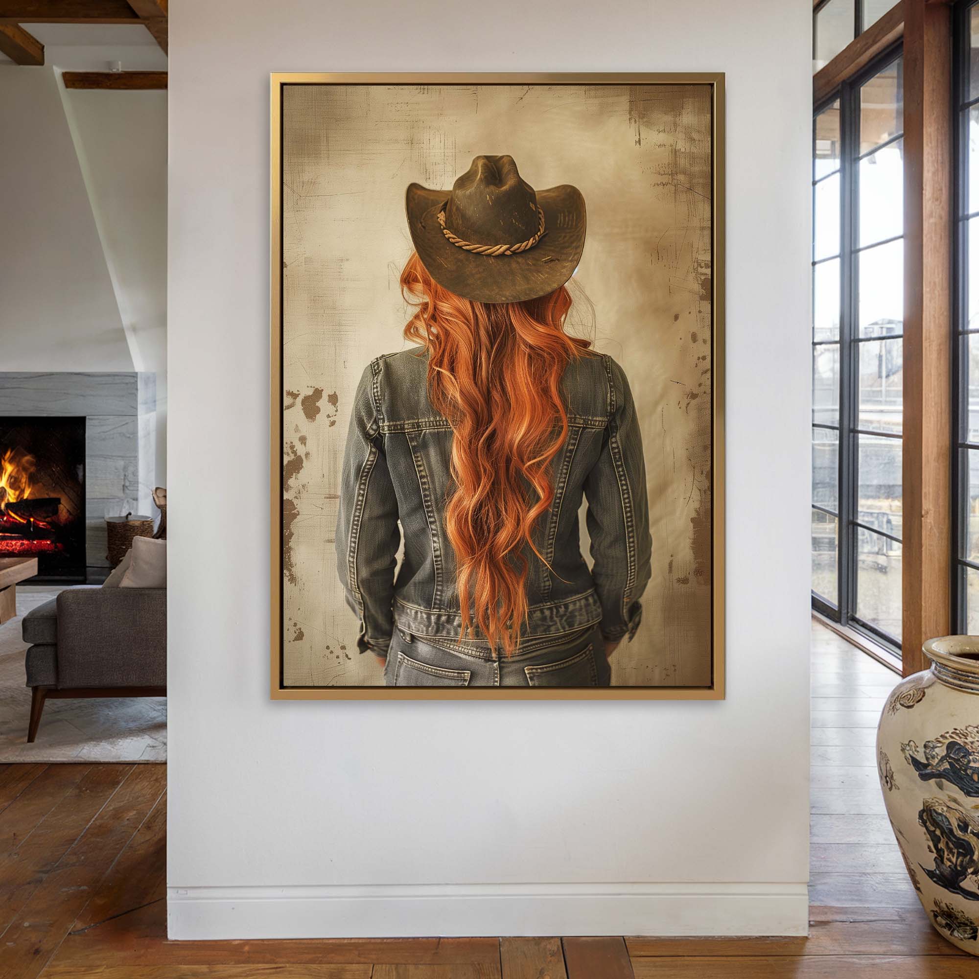 Red Hair Cowgirl No3 Canvas Print