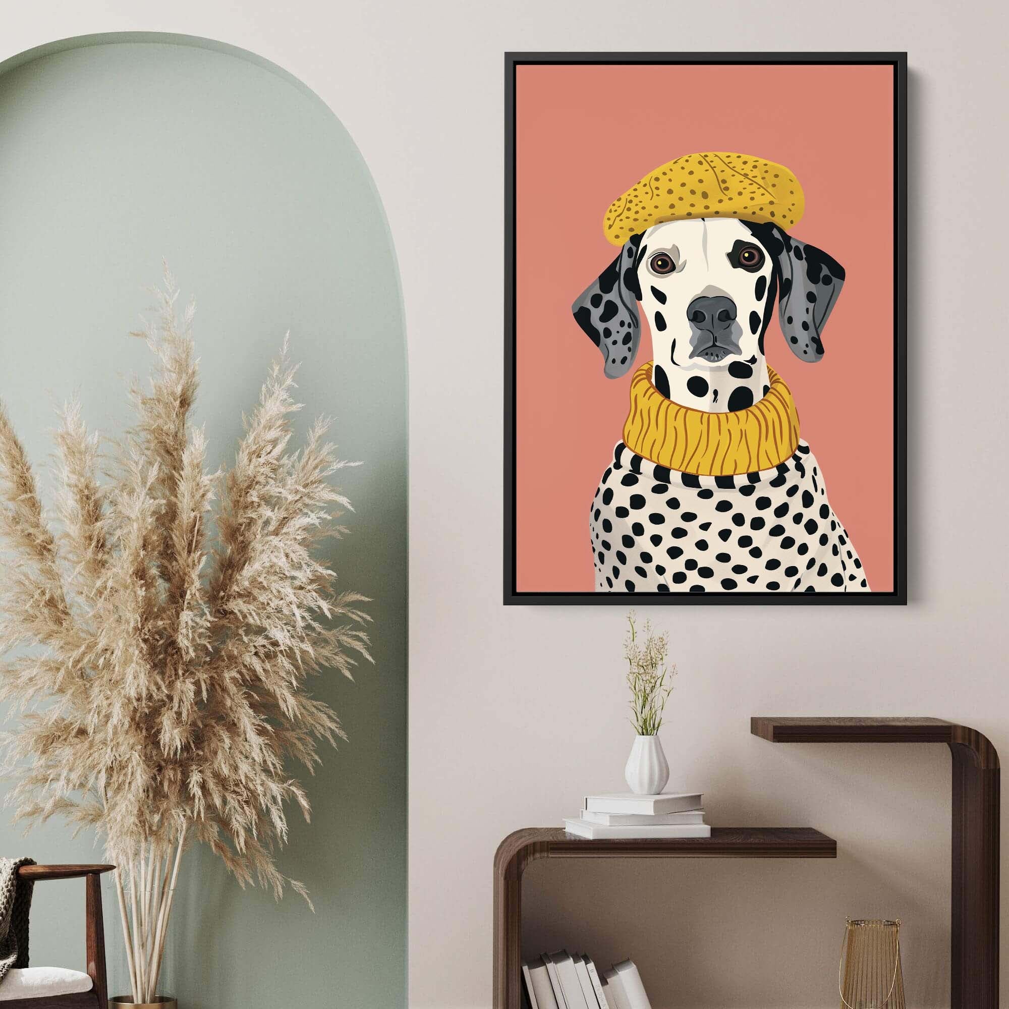 Retro Pattern Pup Canvas Print