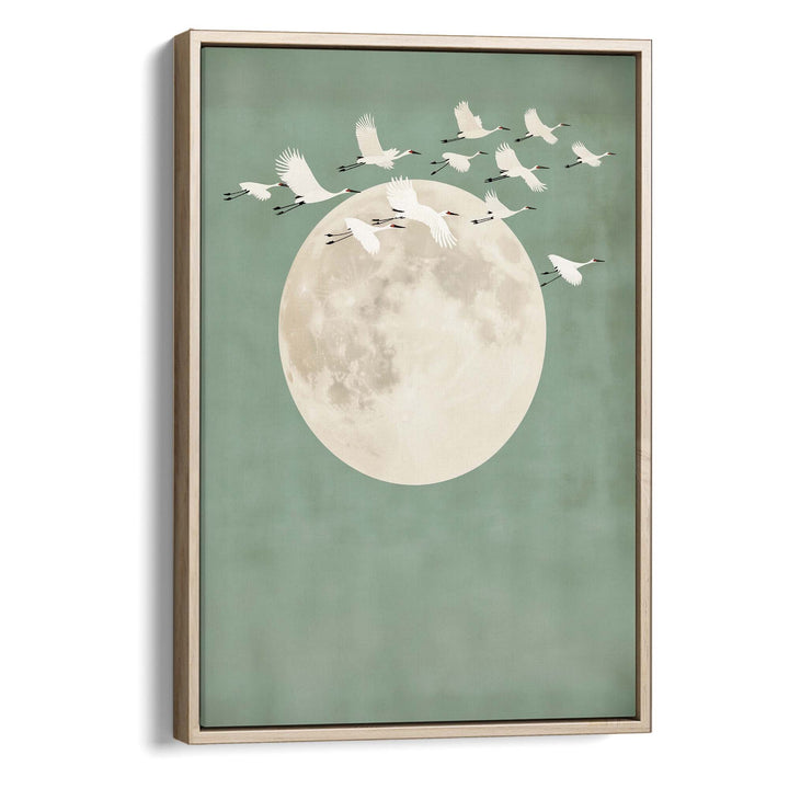 Sage Green Cranes Portrait Canvas Print Canvas Art Wildfrog Art