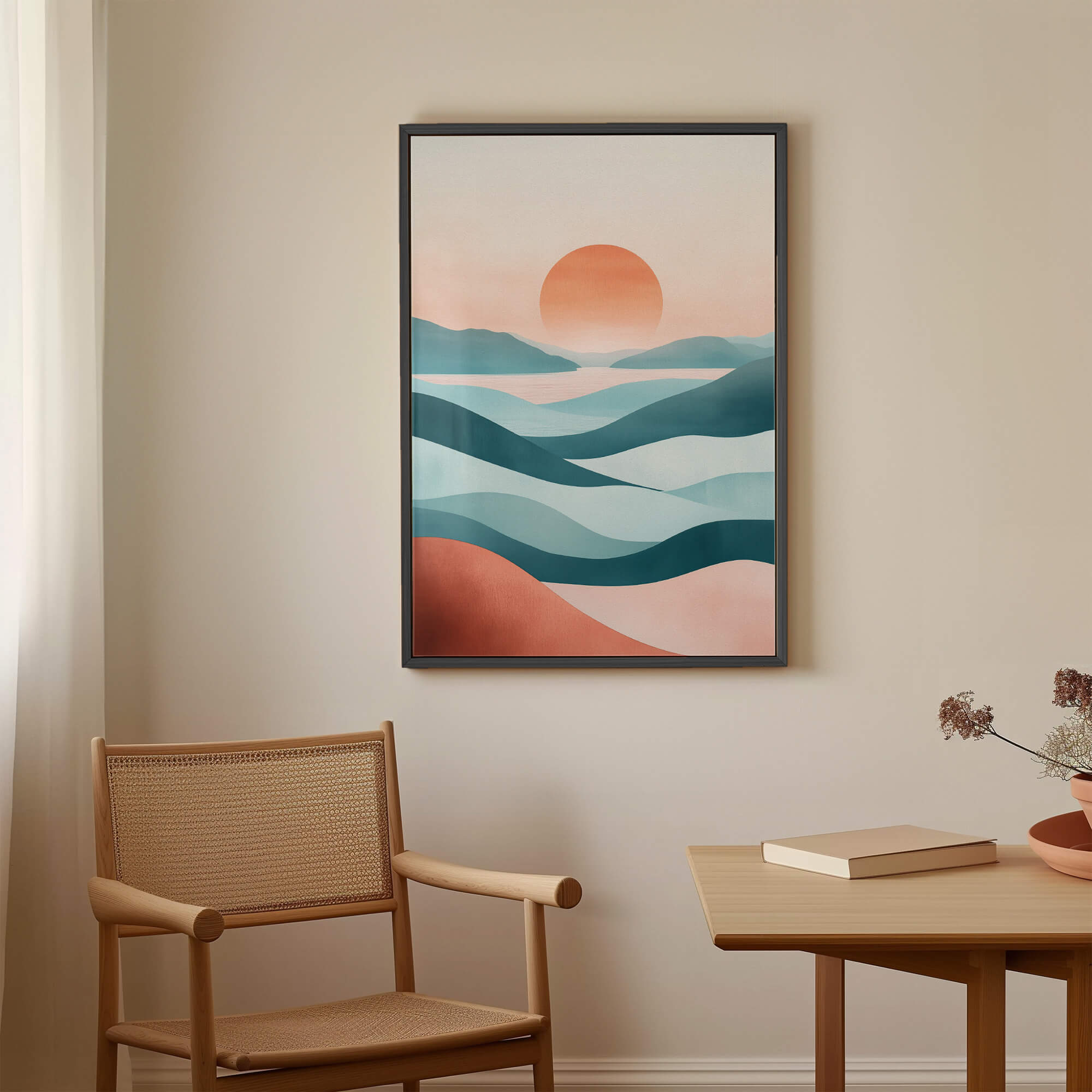 Serene Mountainscape with Sunset Glow Canvas Print Canvas Art Wildfrog Art