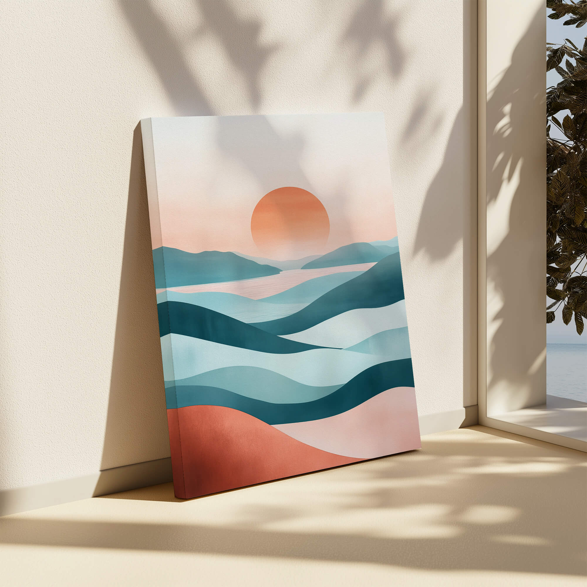 Serene Mountainscape with Sunset Glow Canvas Print Canvas Art Wildfrog Art