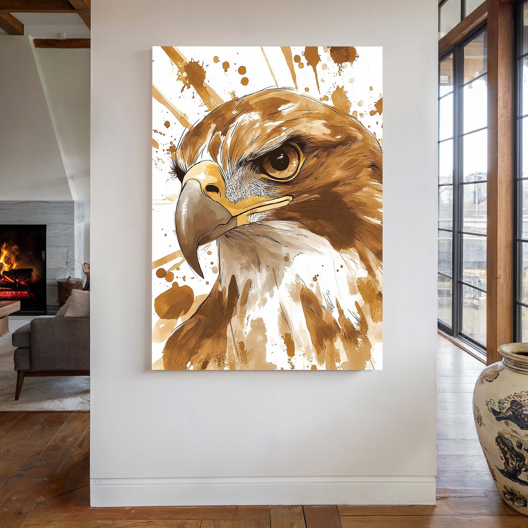Fierce Eagle Splash Canvas Print