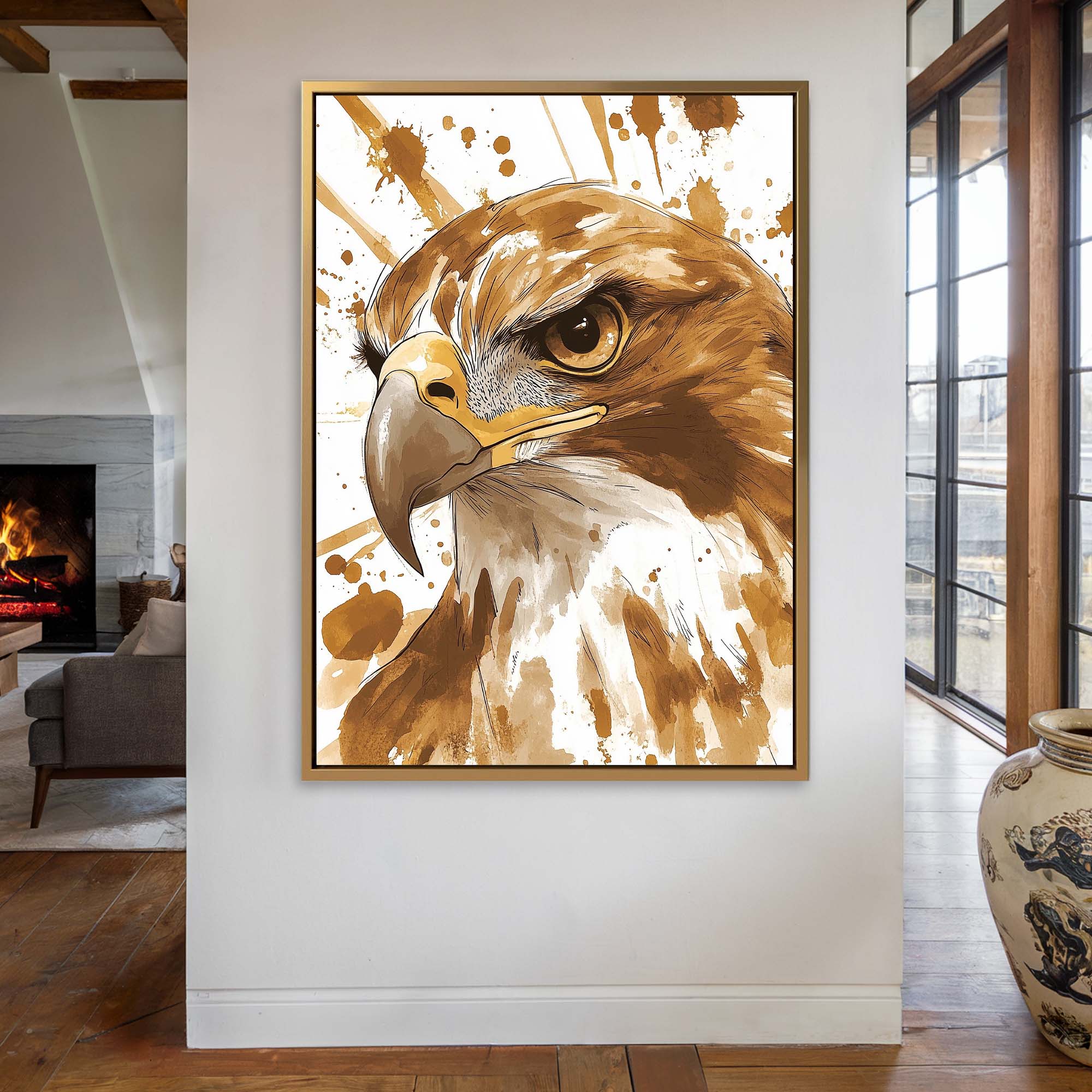 Fierce Eagle Splash Canvas Print