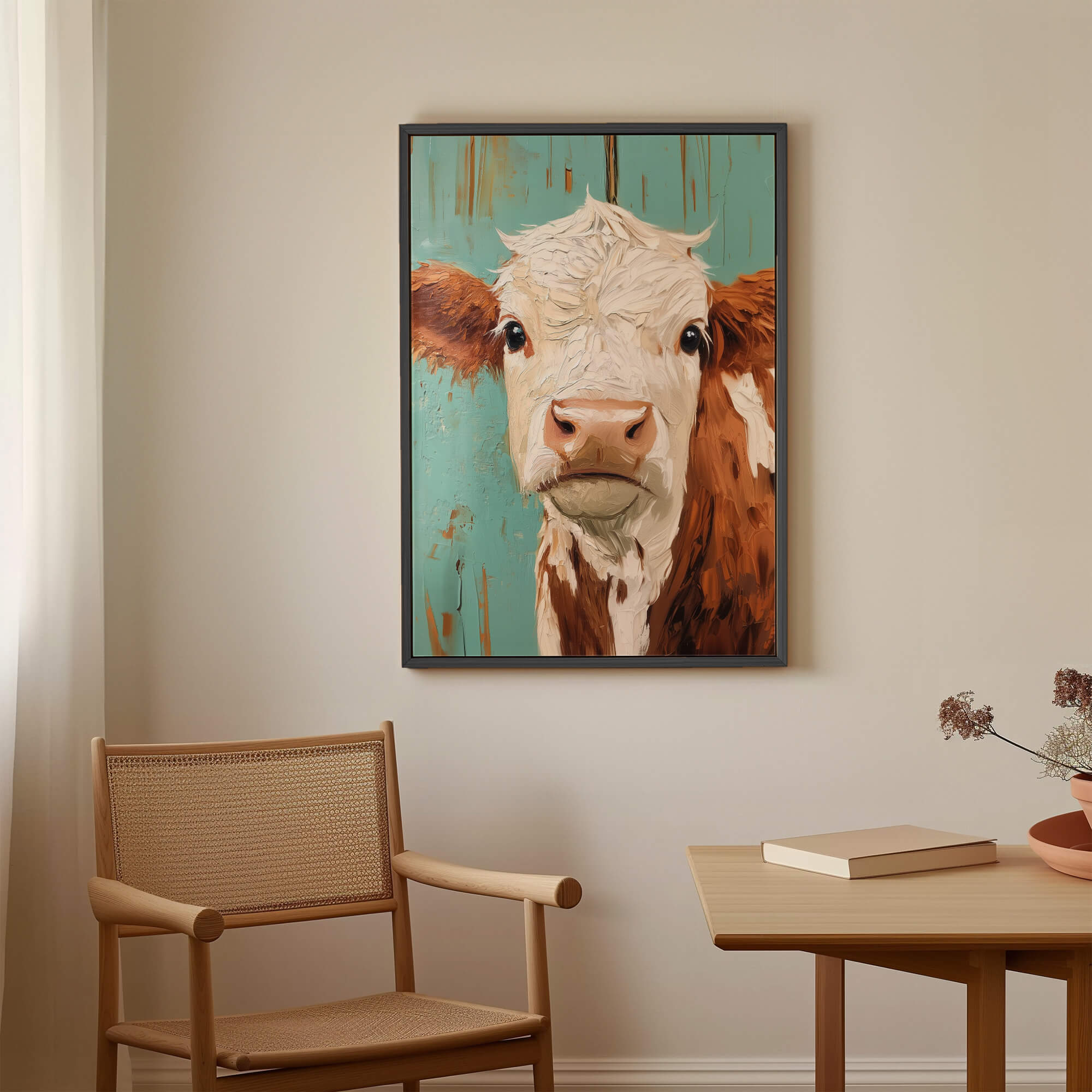 Teal Barn Calf Canvas Print Canvas Art Wildfrog Art