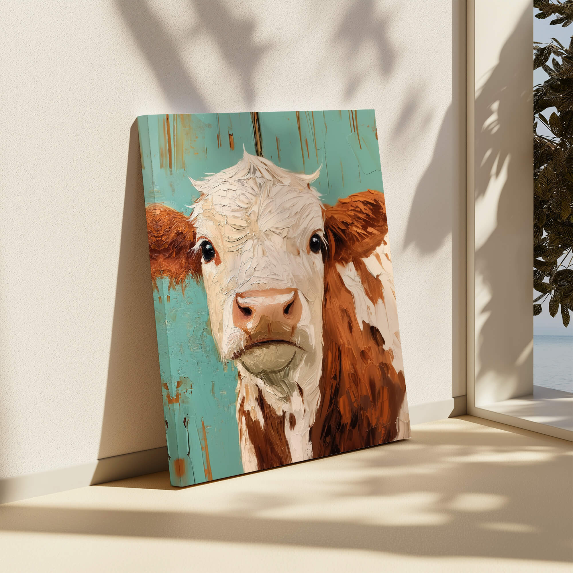 Teal Barn Calf Canvas Print Canvas Art Wildfrog Art