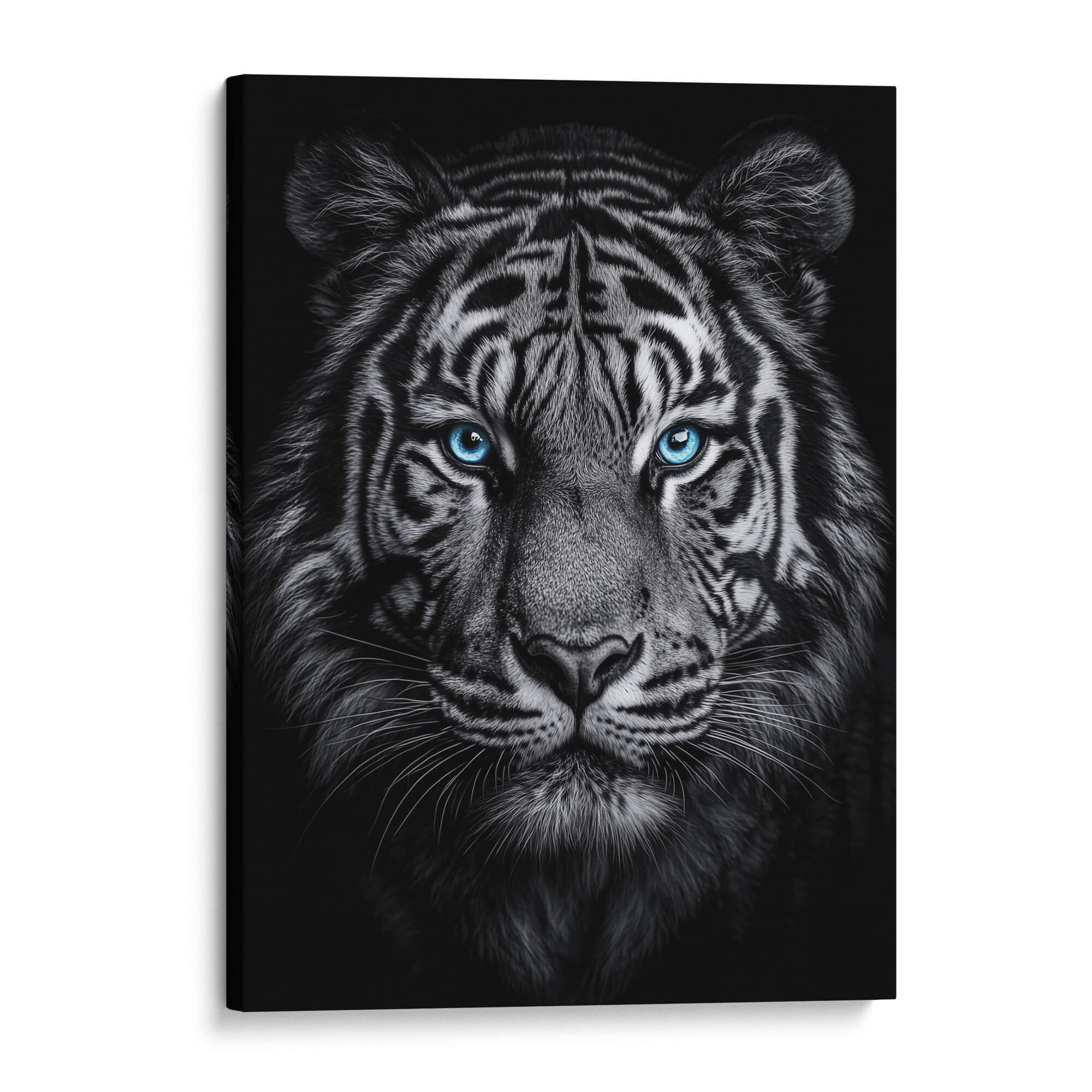 Tiger with Blue Eyes Front View Canvas Print Canvas Art Wildfrog Art