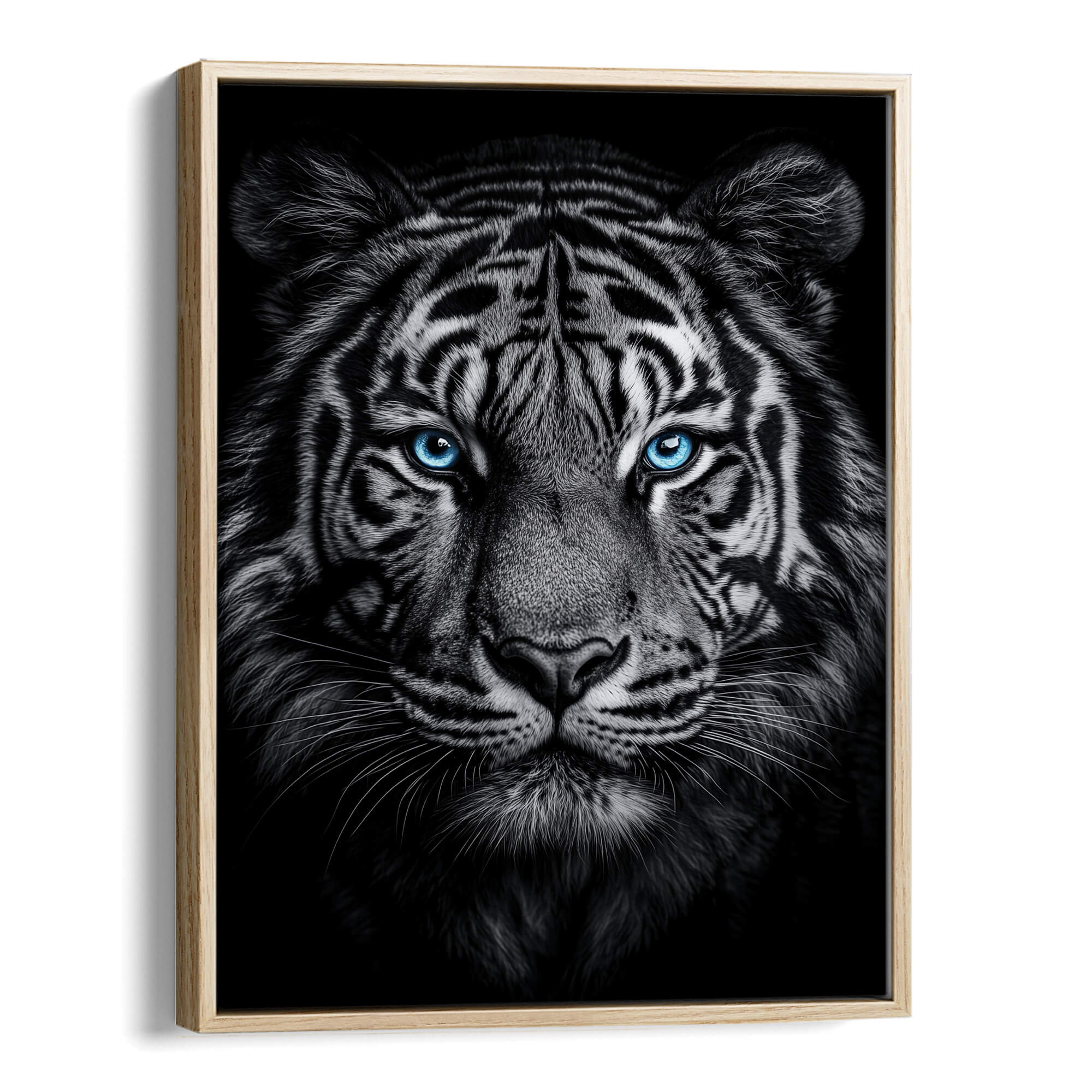 Tiger with Blue Eyes Front View Canvas Print Canvas Art Wildfrog Art