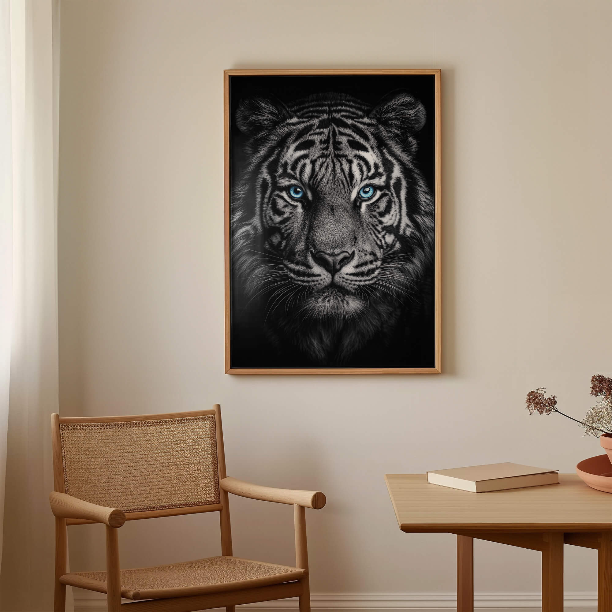Tiger with Blue Eyes Front View Canvas Print Canvas Art Wildfrog Art
