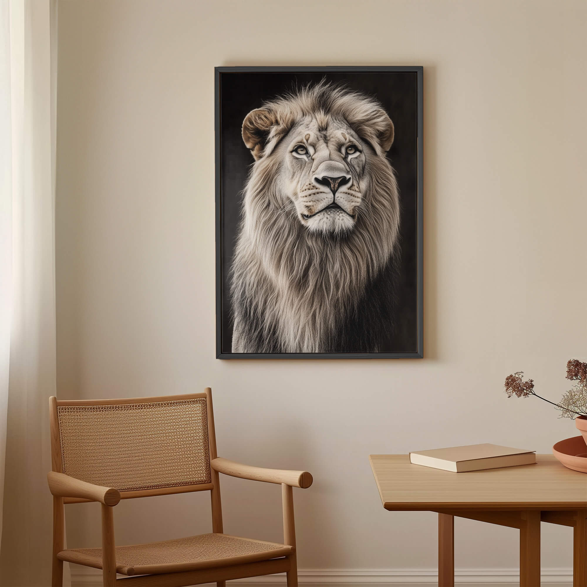 White Lion Looking Sideways Canvas Print Canvas Art Wildfrog Art