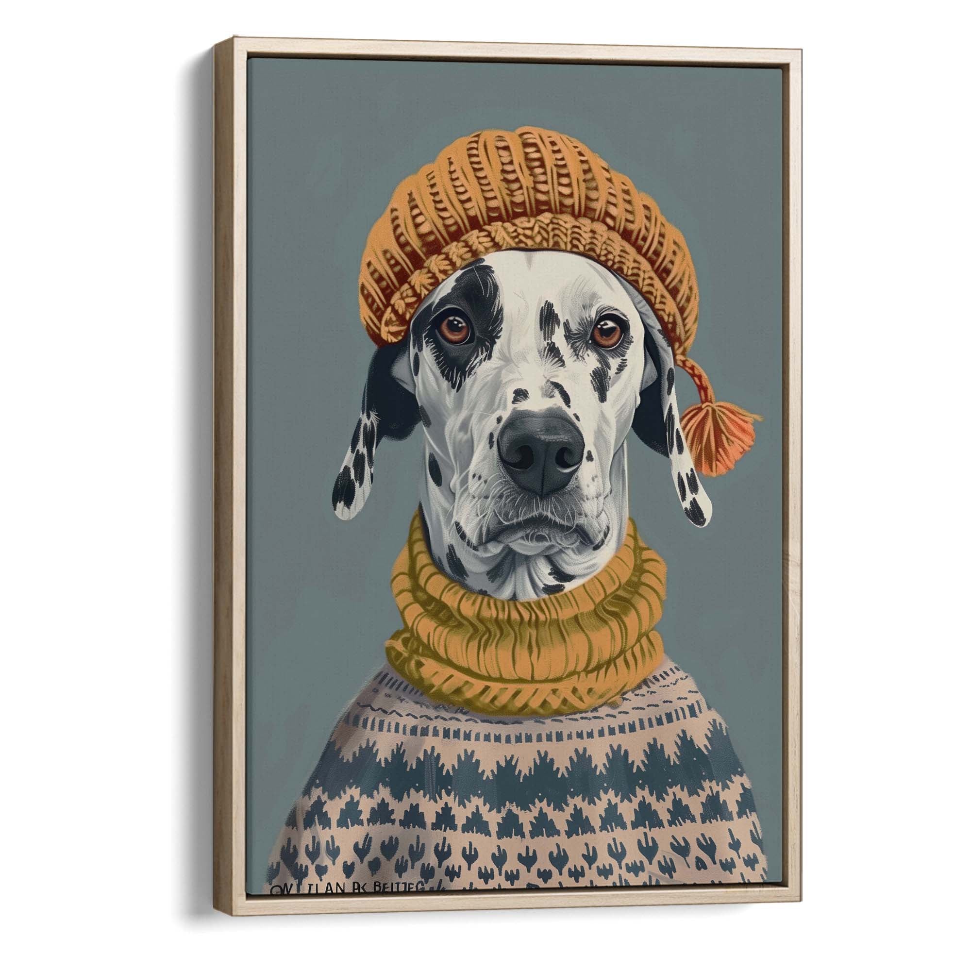 Winter Beanie Dalmatian Canvas Print